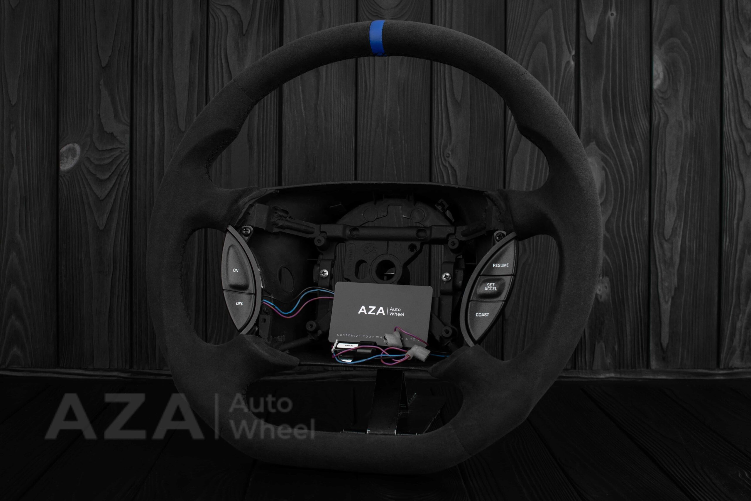 Steering wheel Ford Mustang GT Cobra 94-04 Alcantara/Blue stripe - Image 9