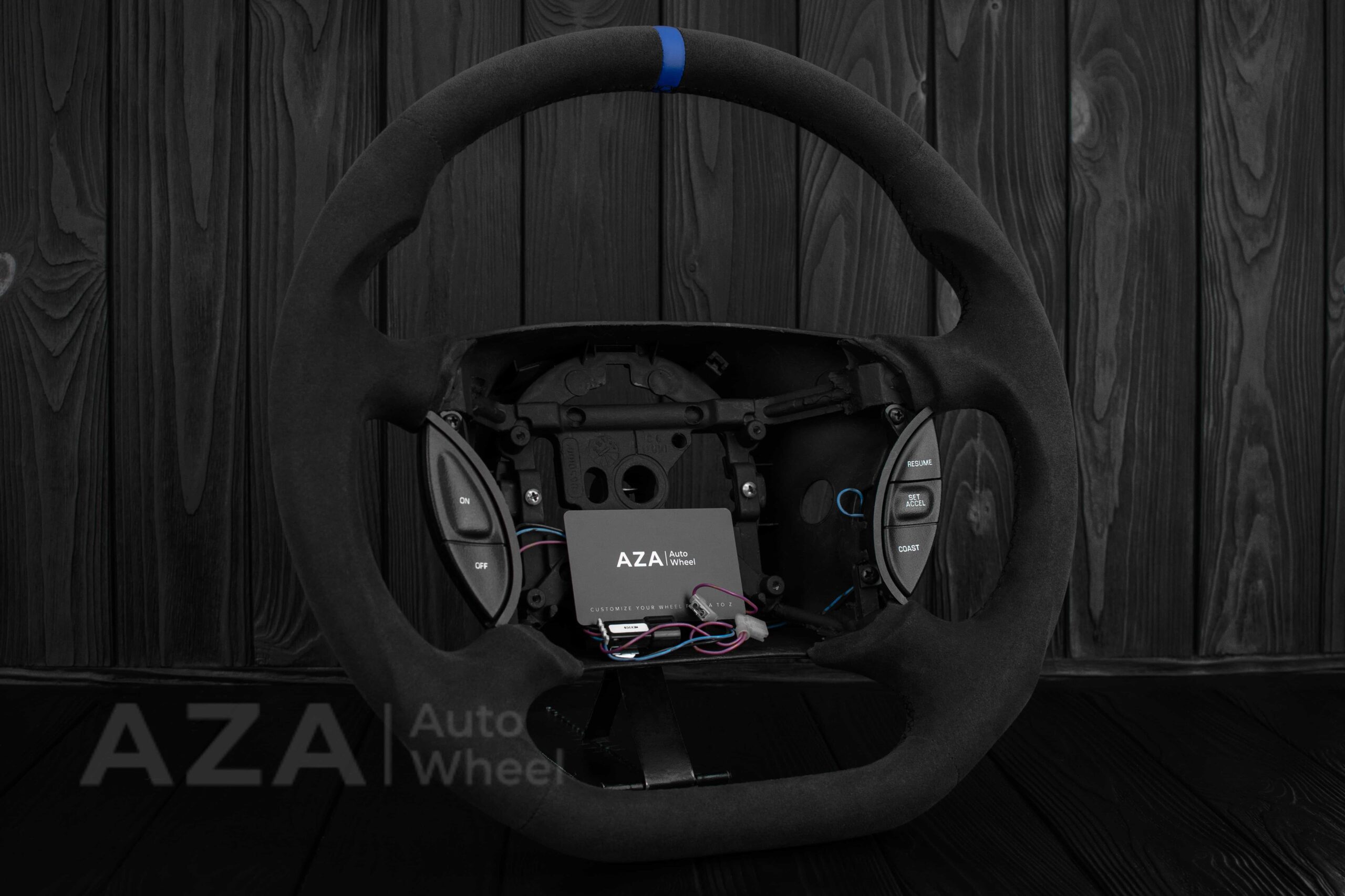 Steering wheel Ford Mustang GT Cobra 94-04 Alcantara/Blue stripe - Image 7