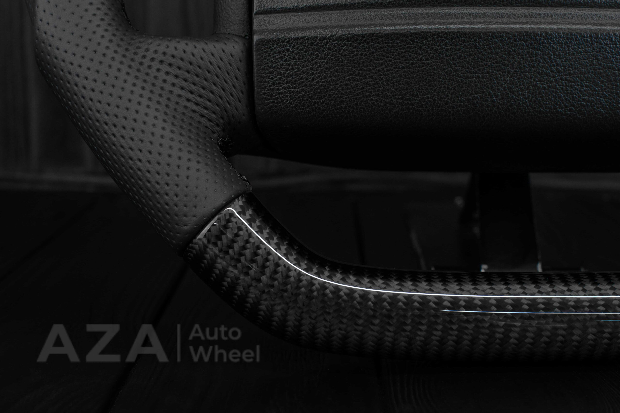 Steering wheel Fox Body Ford Mustang GT Cobra SVT Saleen Carbon fiber/Perforated leather/Teal Stripe - Image 23