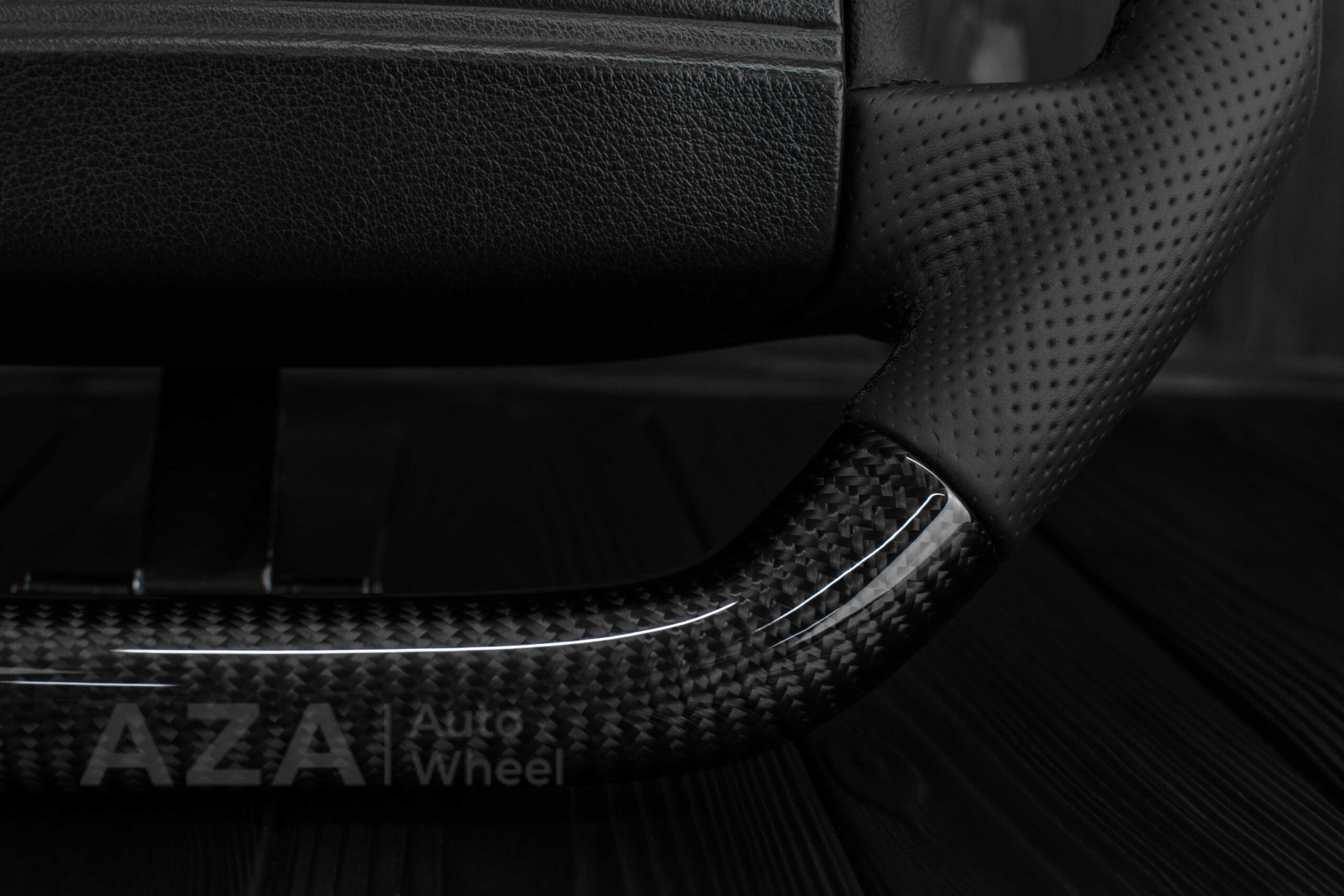 Steering wheel Fox Body Ford Mustang GT Cobra SVT Saleen Carbon fiber/Perforated leather/Teal Stripe - Image 22