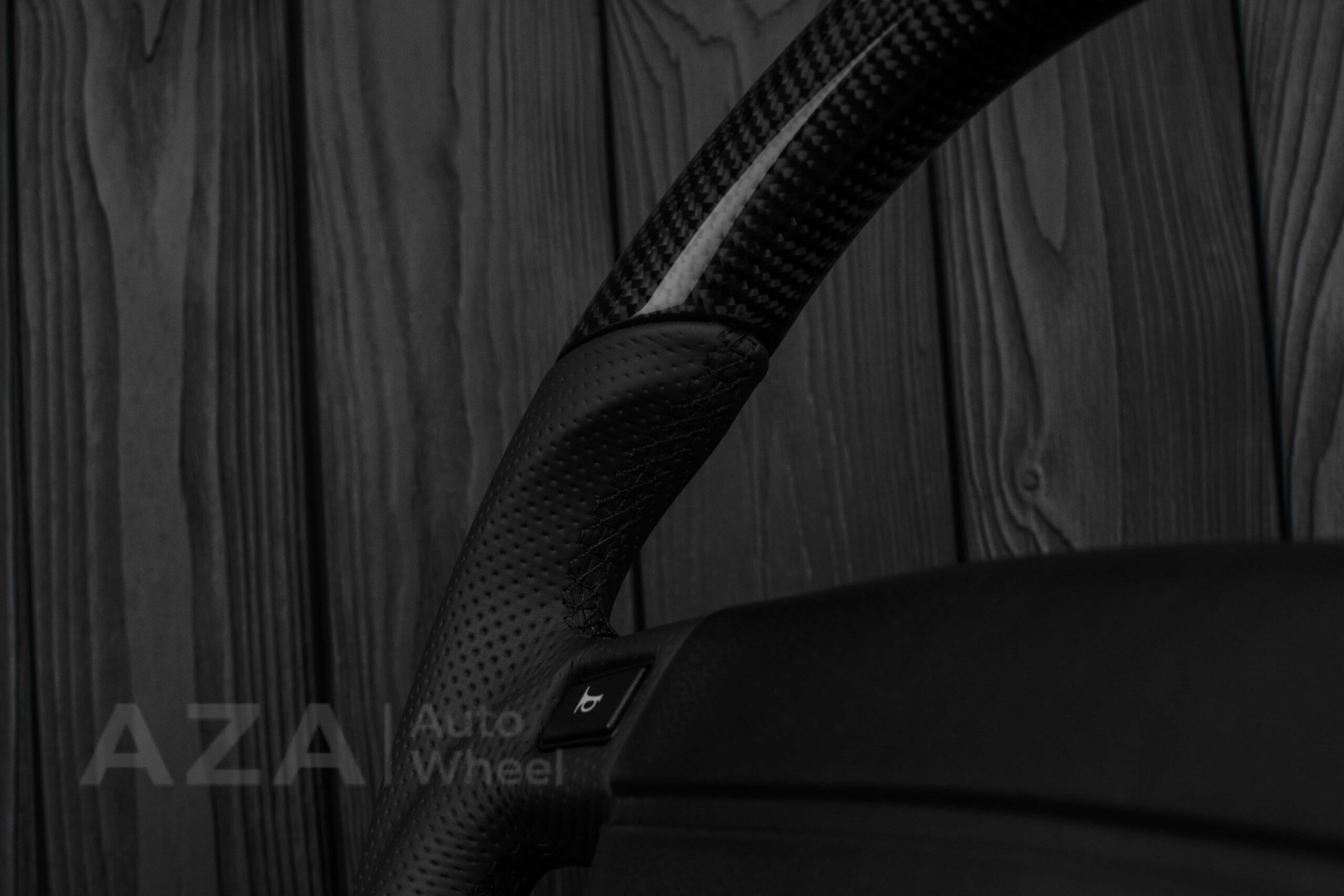 Steering wheel Fox Body Ford Mustang GT Cobra SVT Saleen Carbon fiber/Perforated leather/Teal Stripe - Image 20