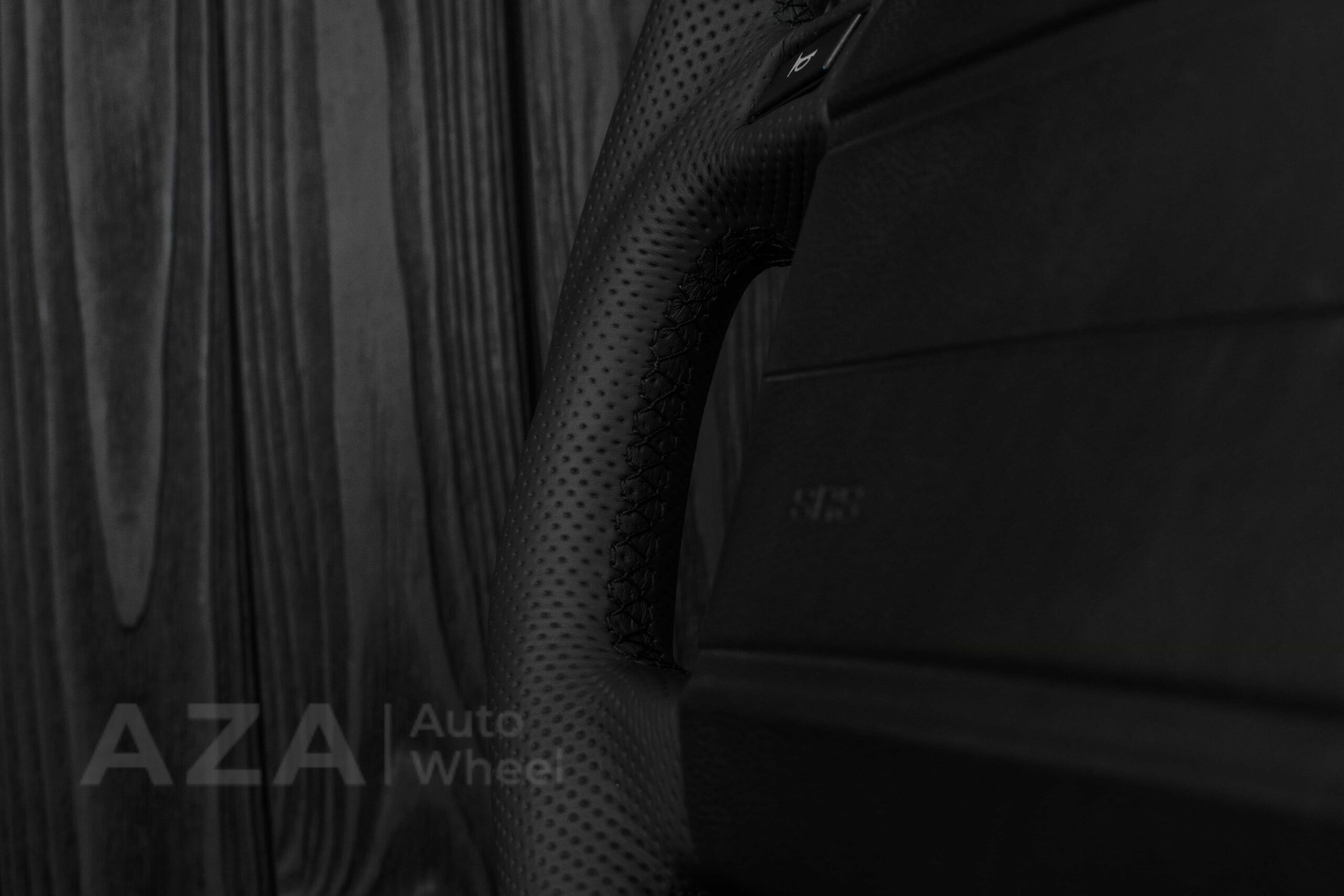Steering wheel Fox Body Ford Mustang GT Cobra SVT Saleen Carbon fiber/Perforated leather/Teal Stripe - Image 19