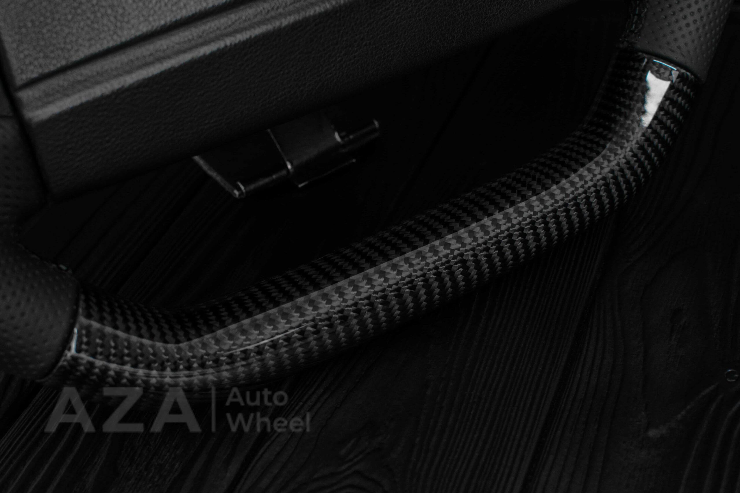 Steering wheel Fox Body Ford Mustang GT Cobra SVT Saleen Carbon fiber/Perforated leather/Teal Stripe - Image 15
