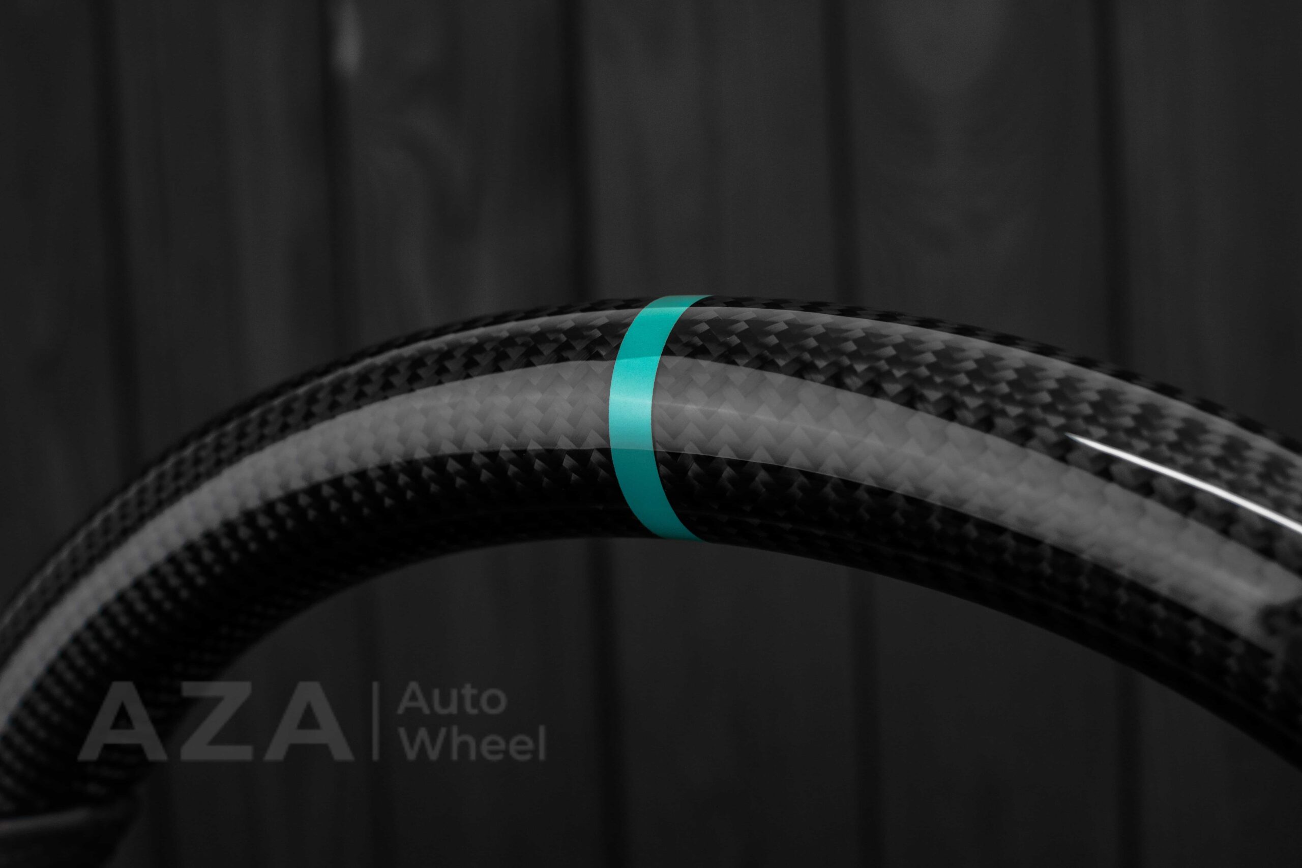 Steering wheel Fox Body Ford Mustang GT Cobra SVT Saleen Carbon fiber/Perforated leather/Teal Stripe - Image 14