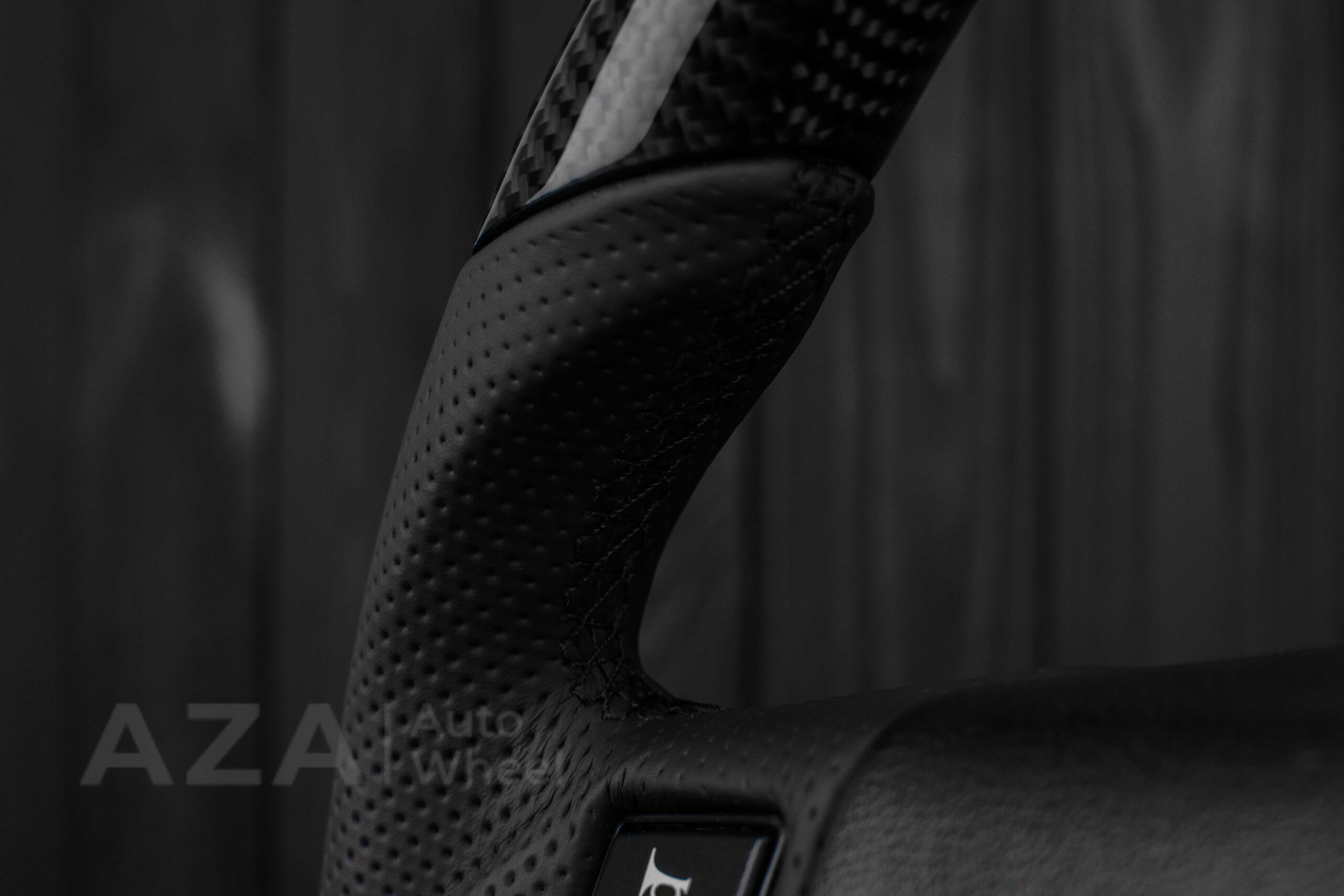 Steering wheel Fox Body Ford Mustang GT Cobra SVT Saleen Carbon fiber/Perforated leather/Teal Stripe - Image 13