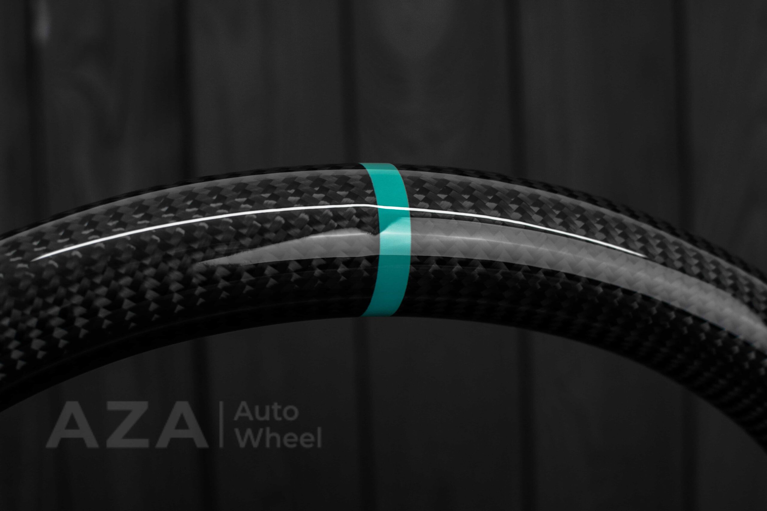 Steering wheel Fox Body Ford Mustang GT Cobra SVT Saleen Carbon fiber/Perforated leather/Teal Stripe - Image 12