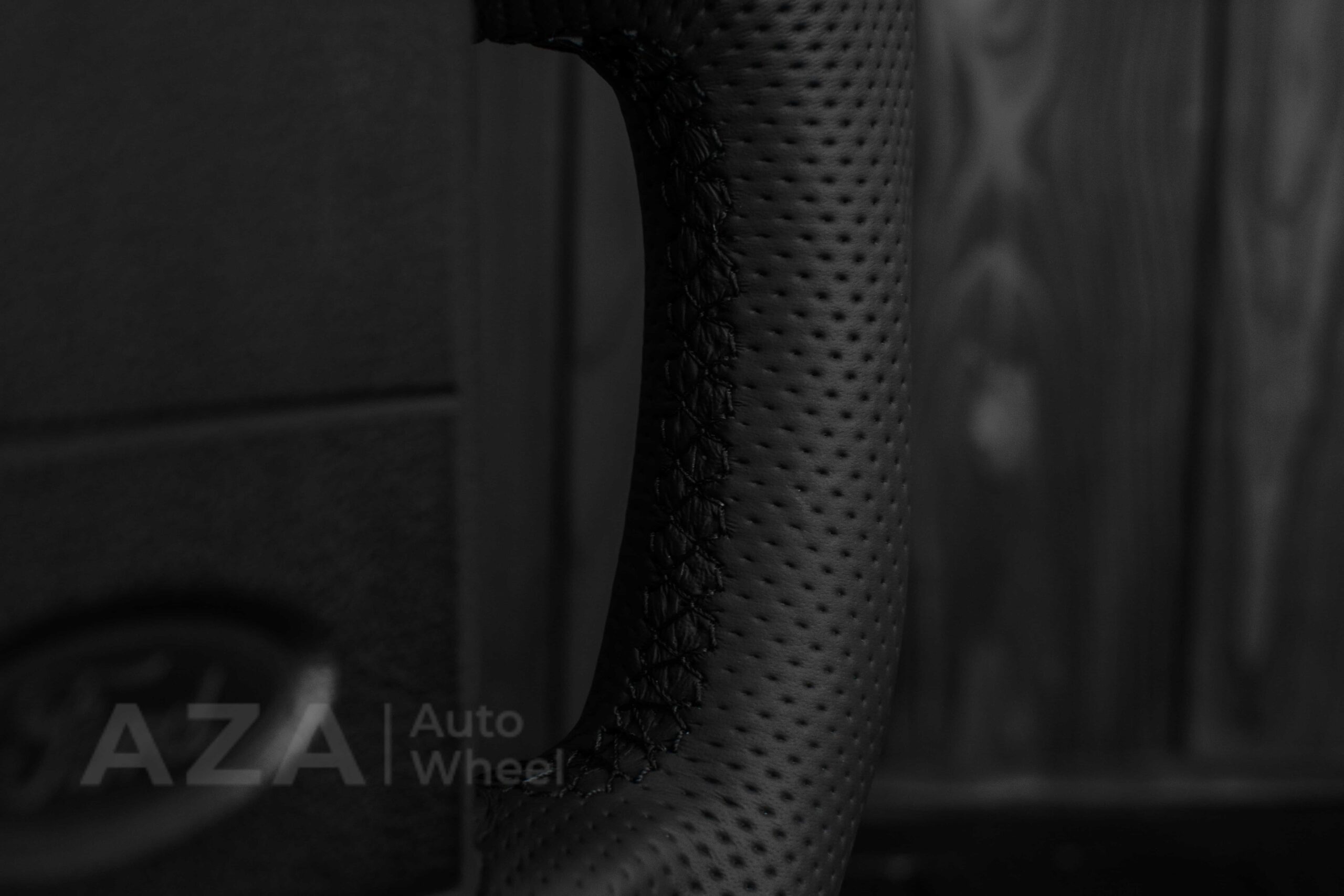 Steering wheel Fox Body Ford Mustang GT Cobra SVT Saleen Carbon fiber/Perforated leather/Teal Stripe - Image 11