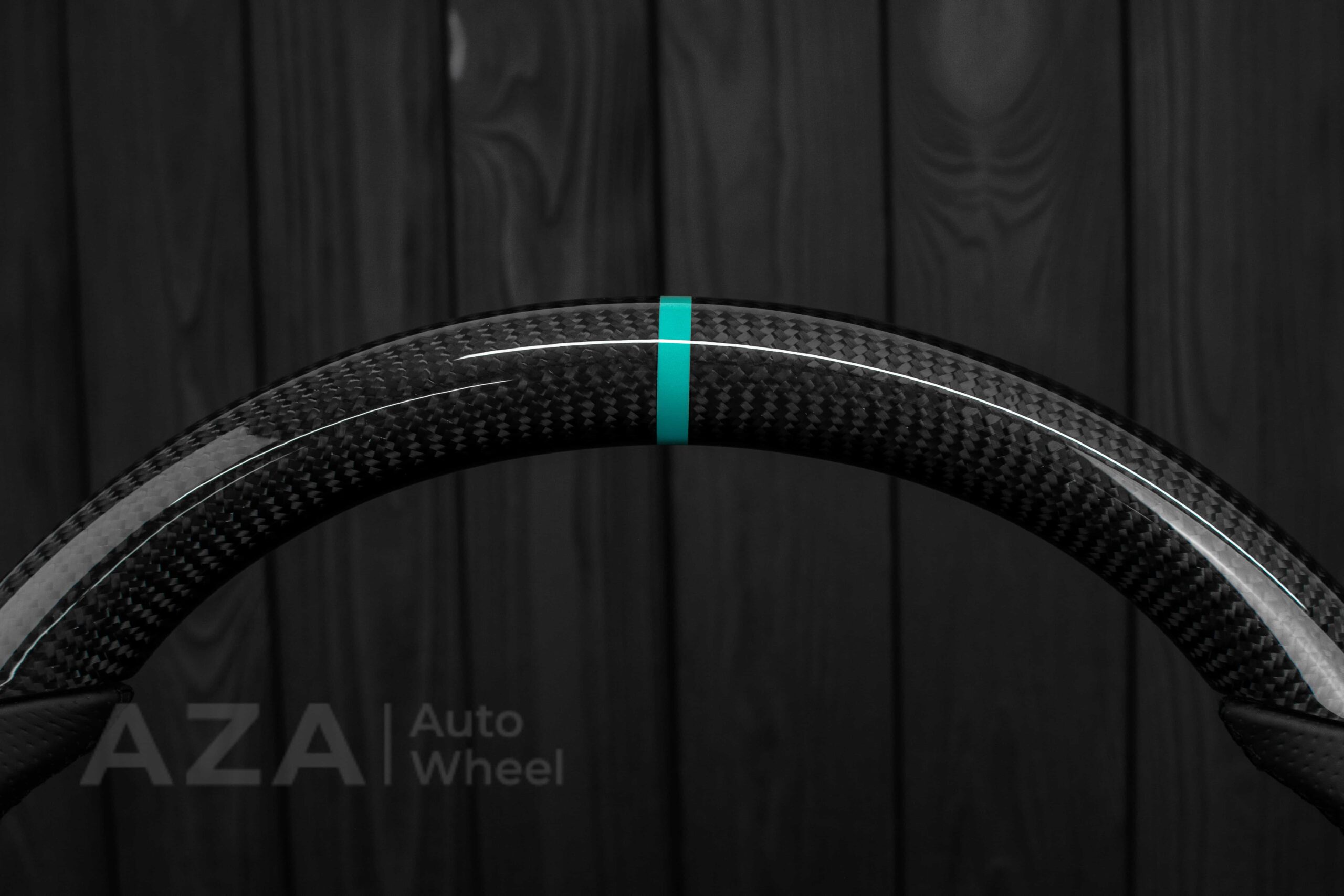 Steering wheel Fox Body Ford Mustang GT Cobra SVT Saleen Carbon fiber/Perforated leather/Teal Stripe - Image 10