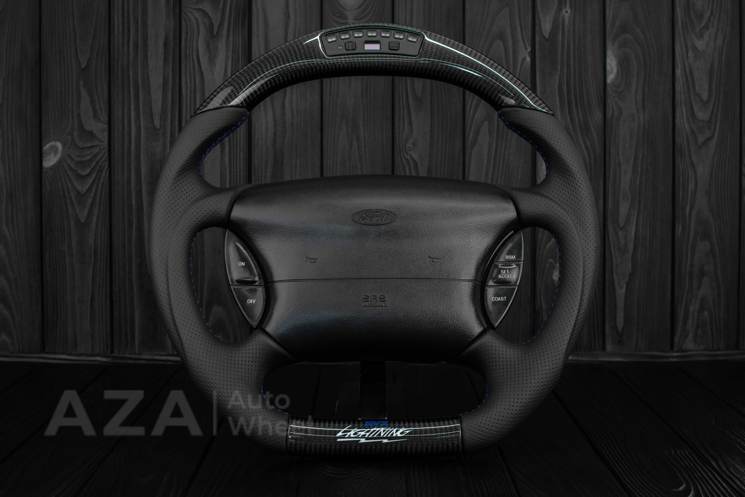 Steering wheel Ford F150 Lightning SVT/Ranger/Explorer 99-2004 Carbon Fiber/Perforated leather/Rev LED