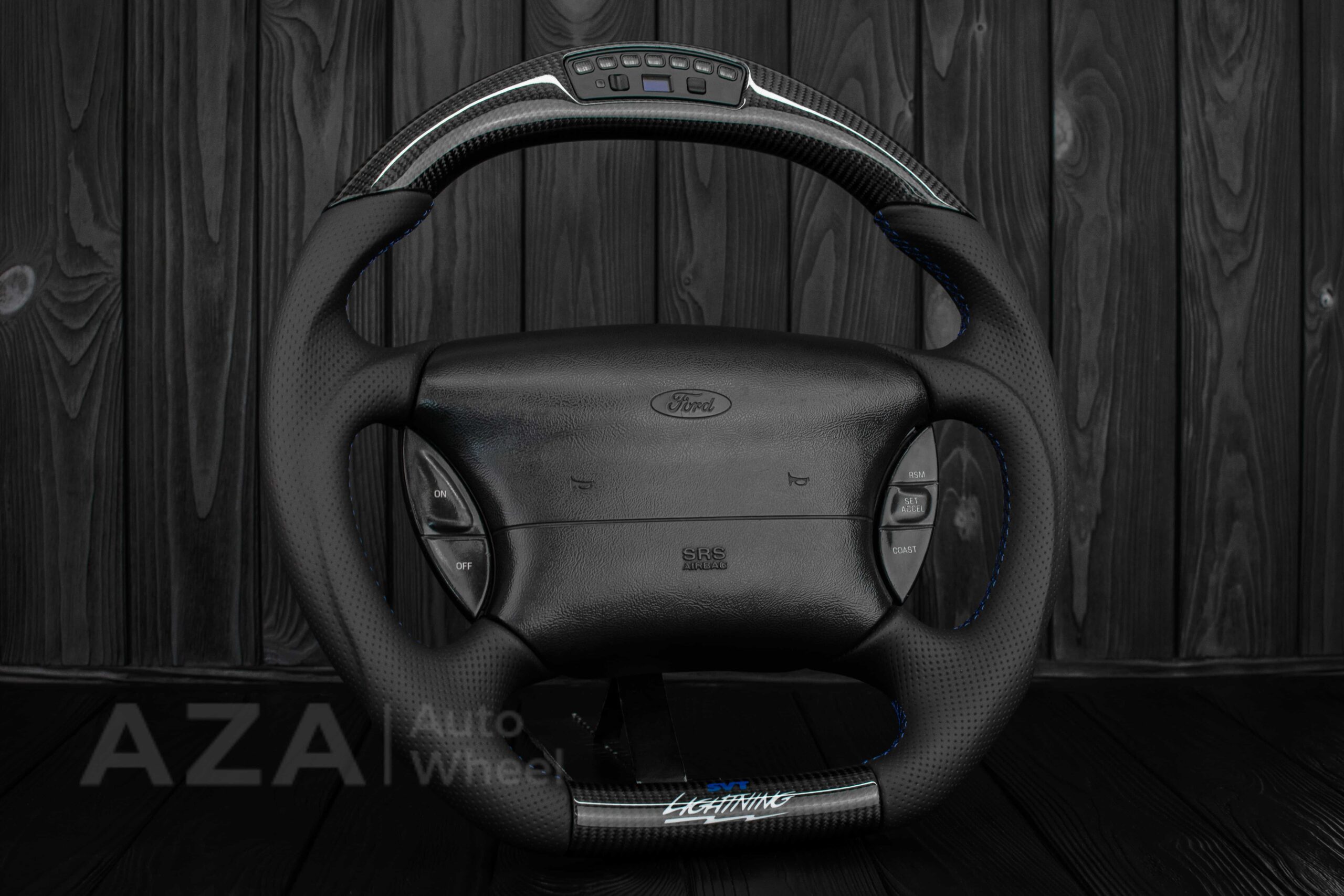 Steering wheel Ford F150 Lightning SVT/Ranger/Explorer 99-2004 Carbon Fiber/Perforated leather/Rev LED - Image 3