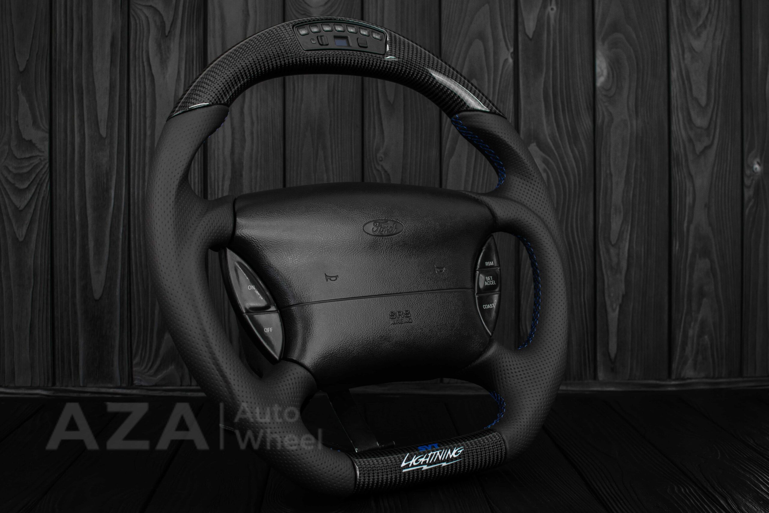 Steering wheel Ford F150 Lightning SVT/Ranger/Explorer 99-2004 Carbon Fiber/Perforated leather/Rev LED - Image 4