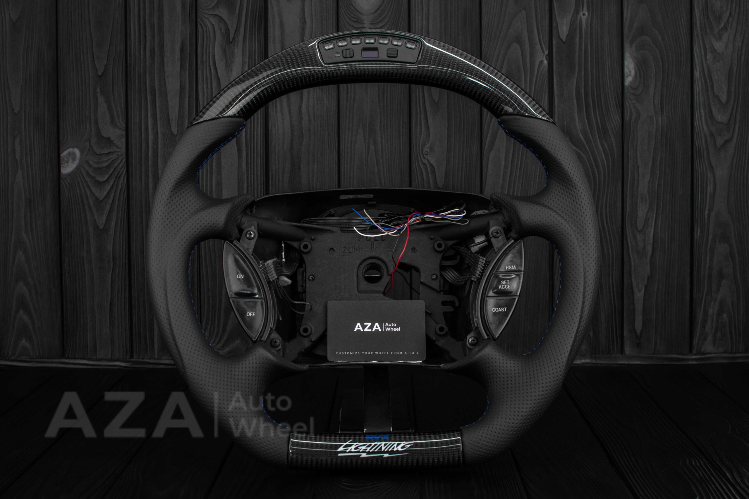 Steering wheel Ford F150 Lightning SVT/Ranger/Explorer 99-2004 Carbon Fiber/Perforated leather/Rev LED - Image 7