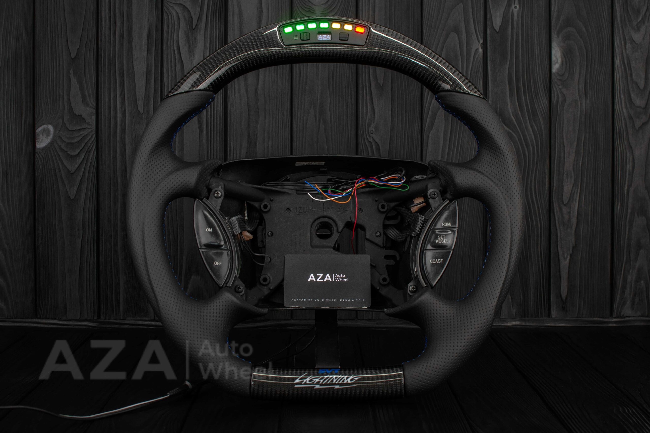 Steering wheel Ford F150 Lightning SVT/Ranger/Explorer 99-2004 Carbon Fiber/Perforated leather/Rev LED - Image 9