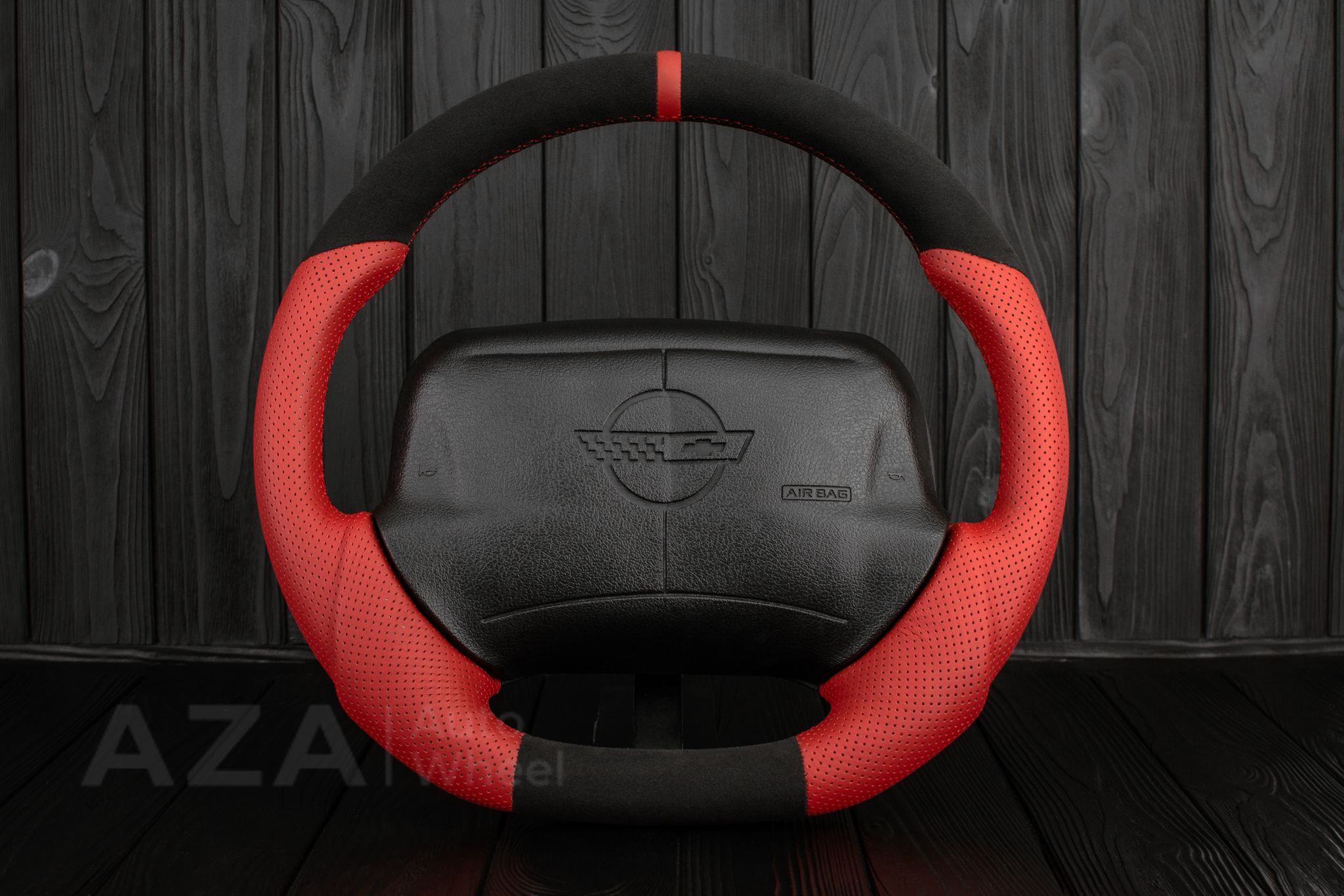 Steering wheel 1994-1996 Corvette C4 Camaro Z28 Napa/Red Perforated leather/Alcantara/Red stripe
