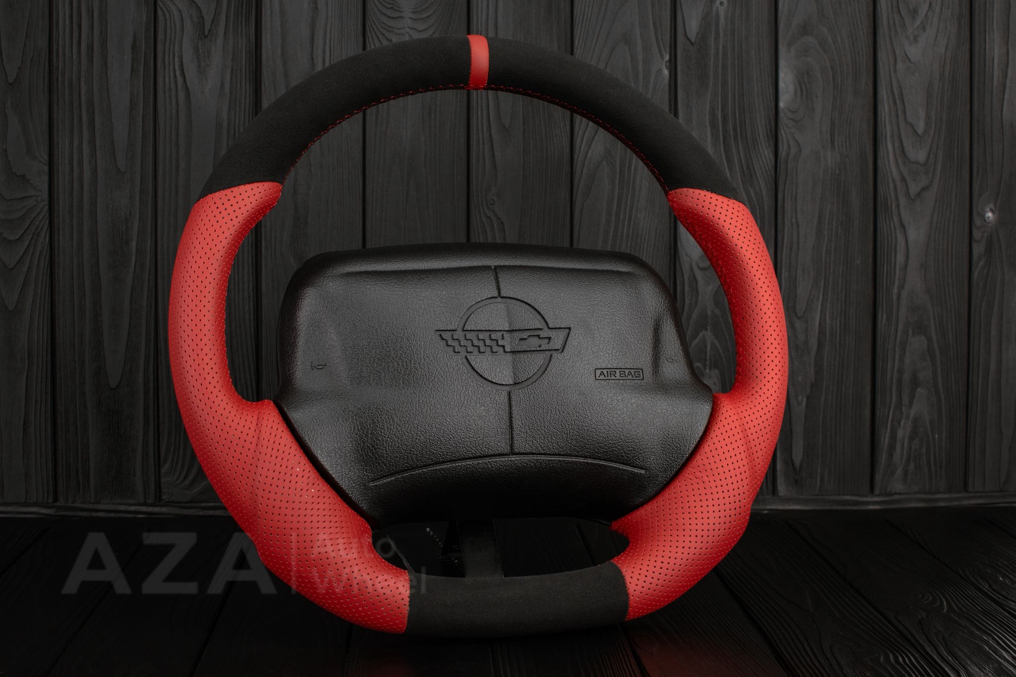 Steering wheel 1994-1996 Corvette C4 Camaro Z28 Napa/Red Perforated leather/Alcantara/Red stripe - Image 3