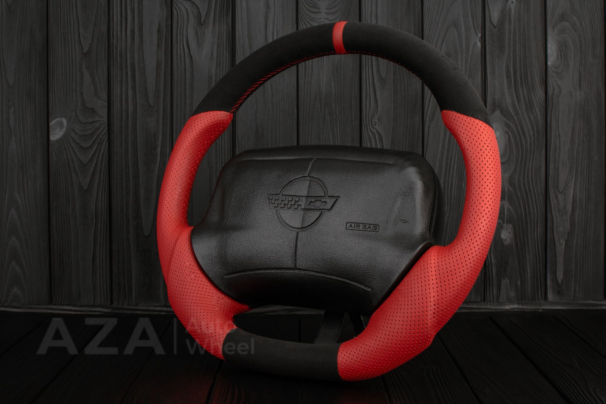 Steering wheel 1994-1996 Corvette C4 Camaro Z28 Napa/Red Perforated leather/Alcantara/Red stripe - Image 5