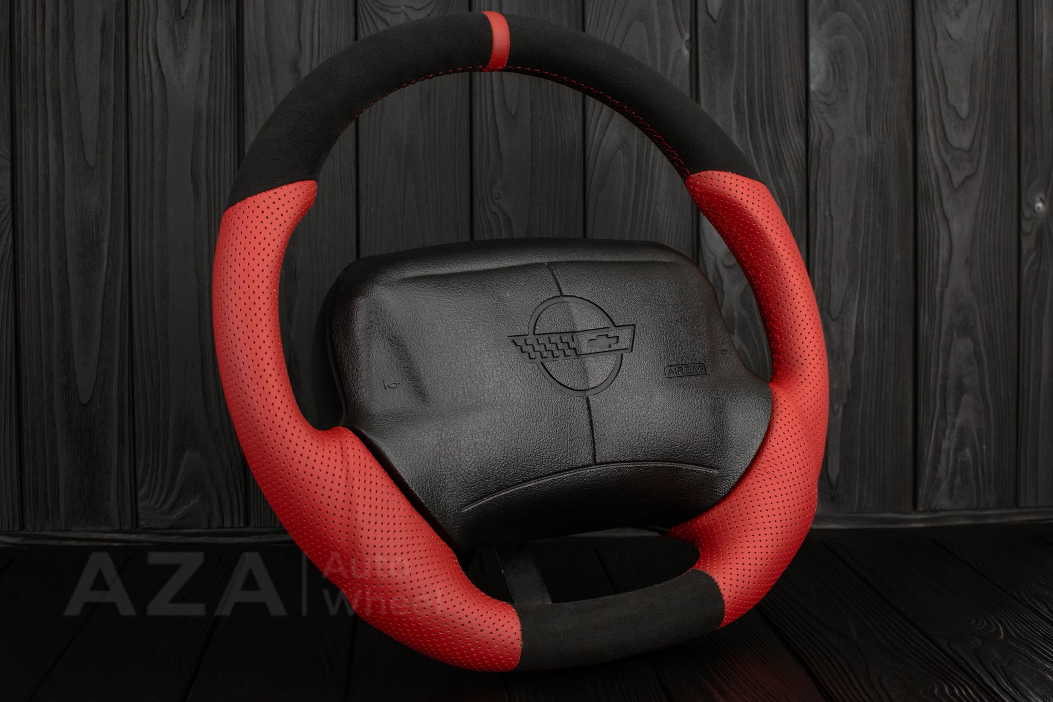 Steering wheel 1994-1996 Corvette C4 Camaro Z28 Napa/Red Perforated leather/Alcantara/Red stripe - Image 4