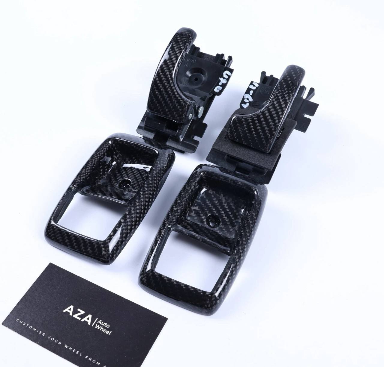 1979-1993 Ford Mustang Carbon Fiber Interior Door Handle Bezel Foxbody Set - Image 2