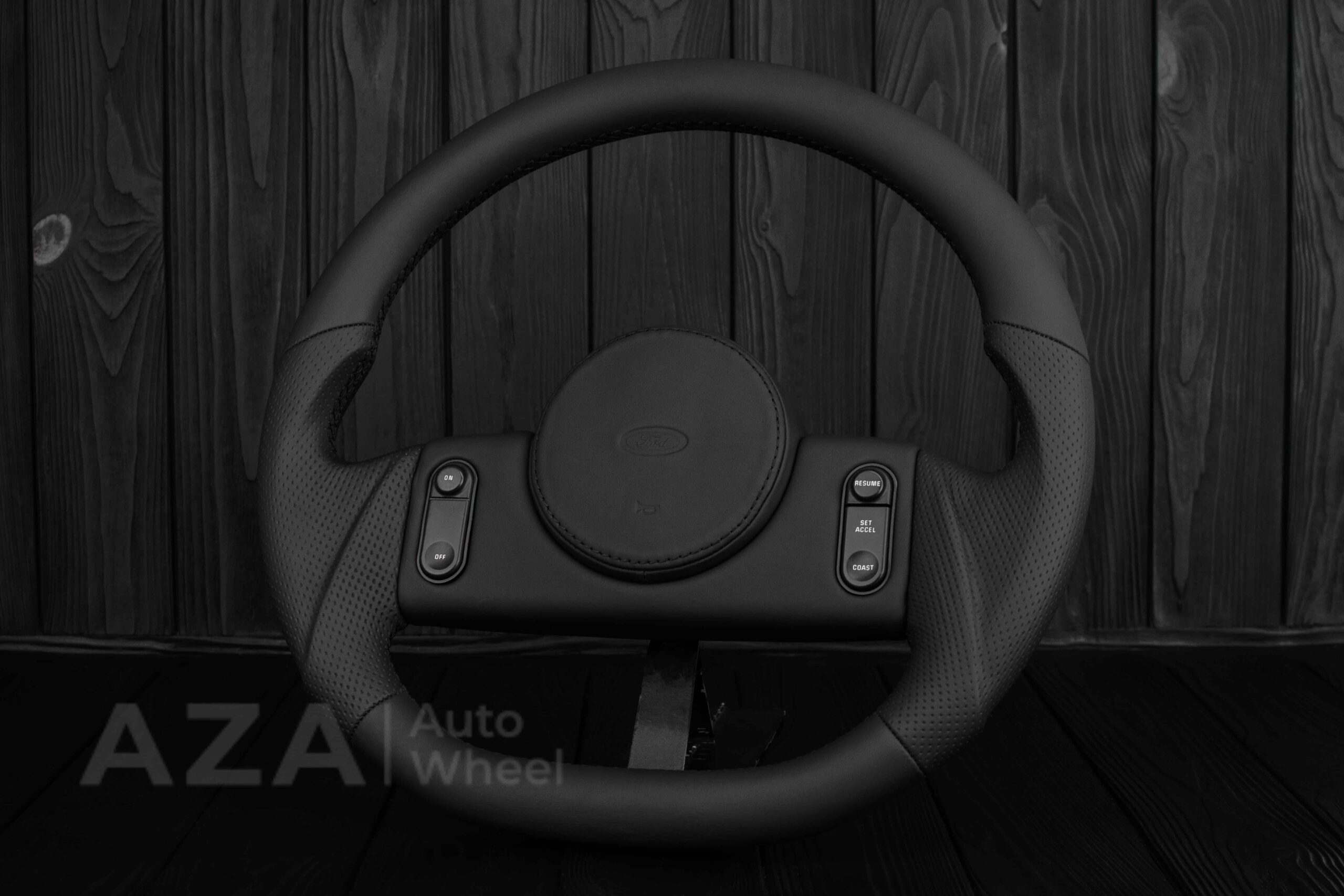 Steering Wheel 1987-1989 Fox Body Ford Mustang GT Cobra SVT Saleen Smooth leather/Perforated leather/Black stripe - Image 5