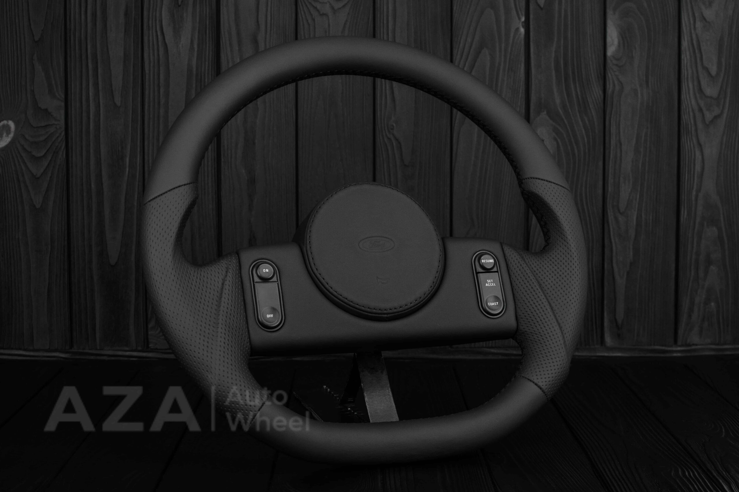 Steering Wheel 1987-1989 Fox Body Ford Mustang GT Cobra SVT Saleen Smooth leather/Perforated leather/Black stripe - Image 3