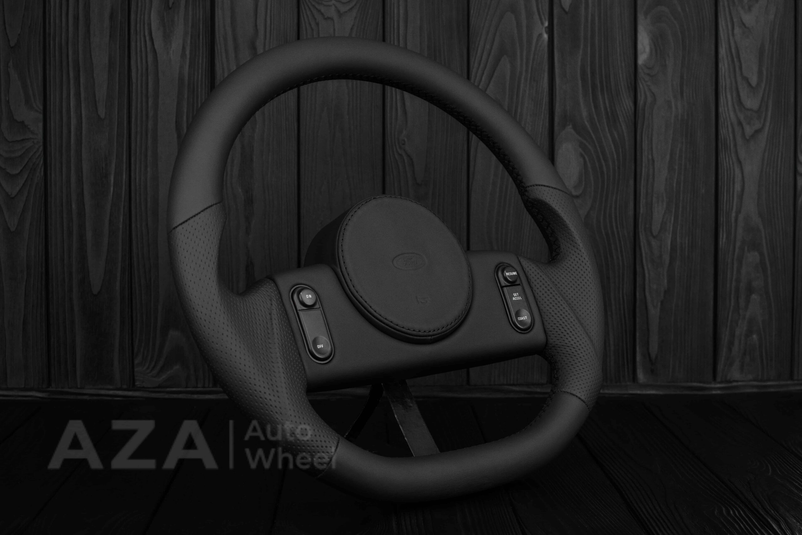 Steering Wheel 1987-1989 Fox Body Ford Mustang GT Cobra SVT Saleen Smooth leather/Perforated leather/Black stripe - Image 4