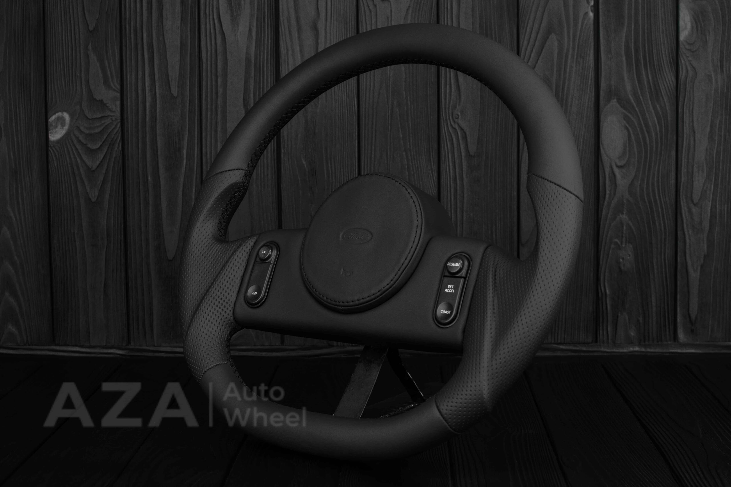 Steering Wheel 1987-1989 Fox Body Ford Mustang GT Cobra SVT Saleen Smooth leather/Perforated leather/Black stripe - Image 6
