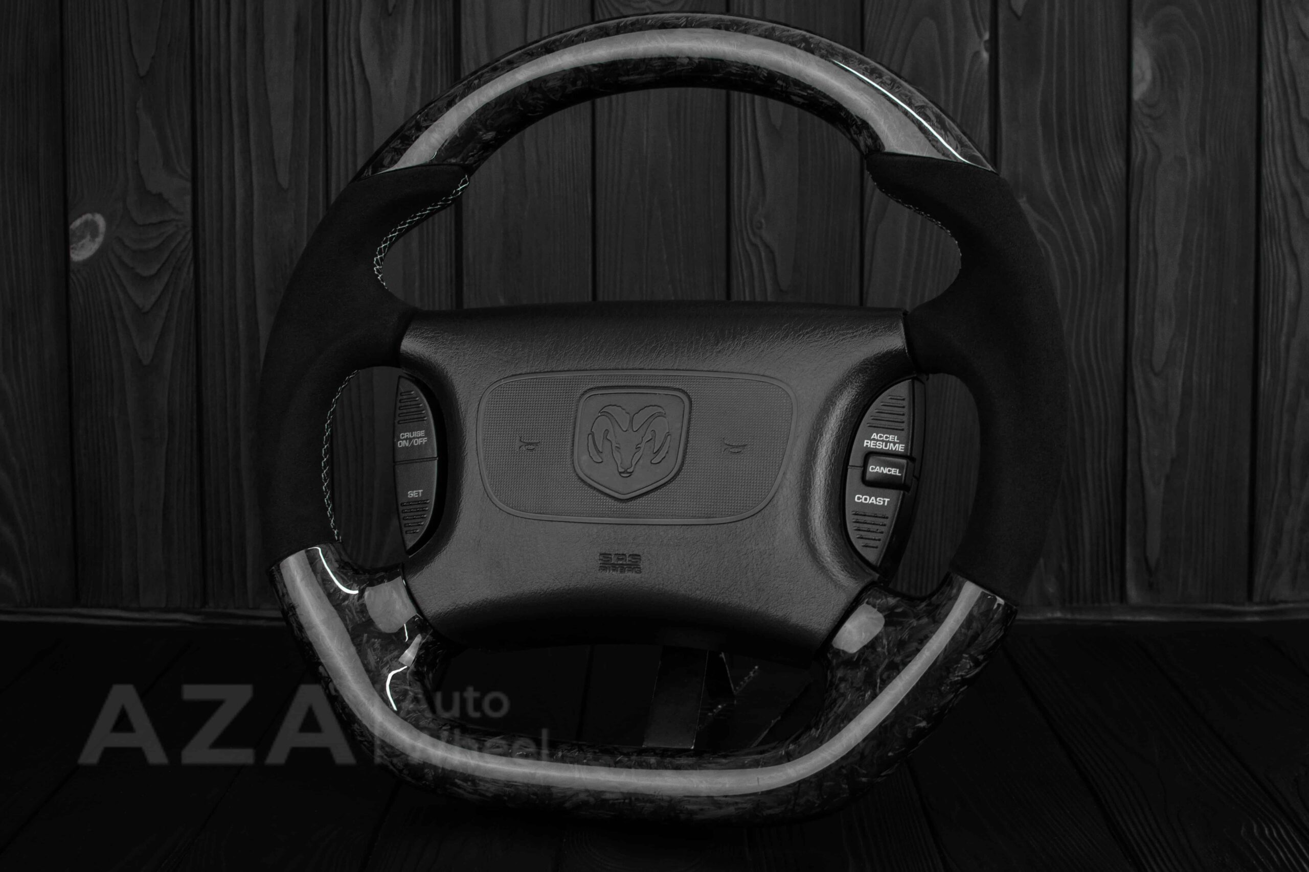 Steering wheel DODGE RAM Dakota 2ND GEN 1998-2002 Forged carbon/Italian Alcantara - Image 5