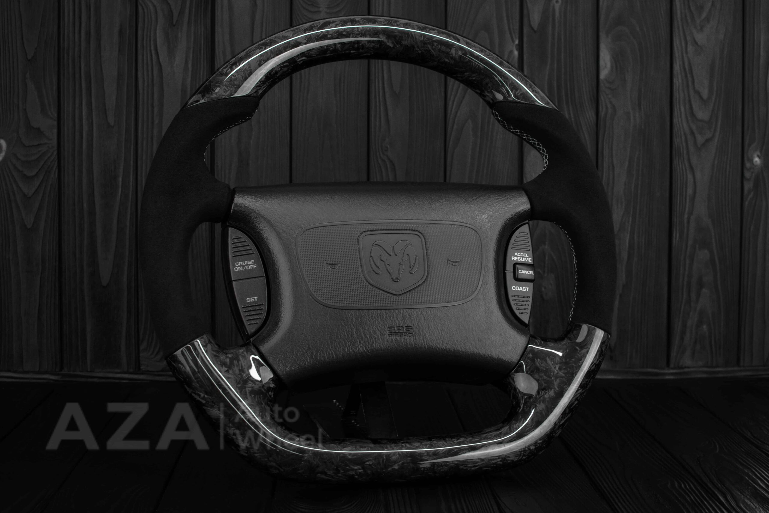 Steering wheel DODGE RAM Dakota 2ND GEN 1998-2002 Forged carbon/Italian Alcantara - Image 3