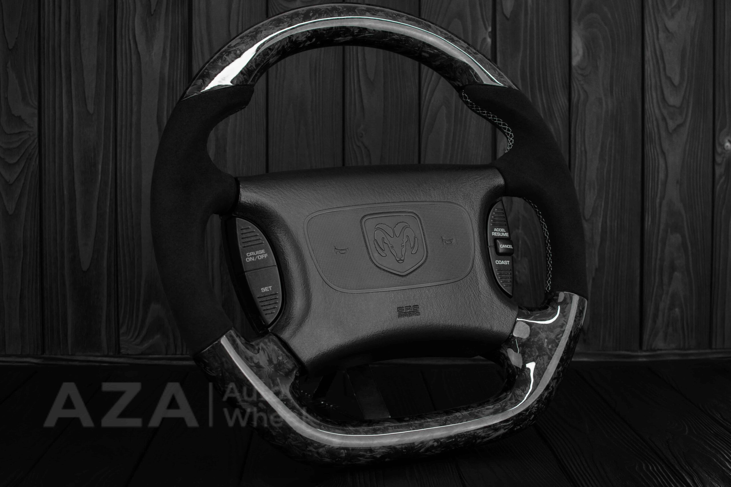 Steering wheel DODGE RAM Dakota 2ND GEN 1998-2002 Forged carbon/Italian Alcantara - Image 4