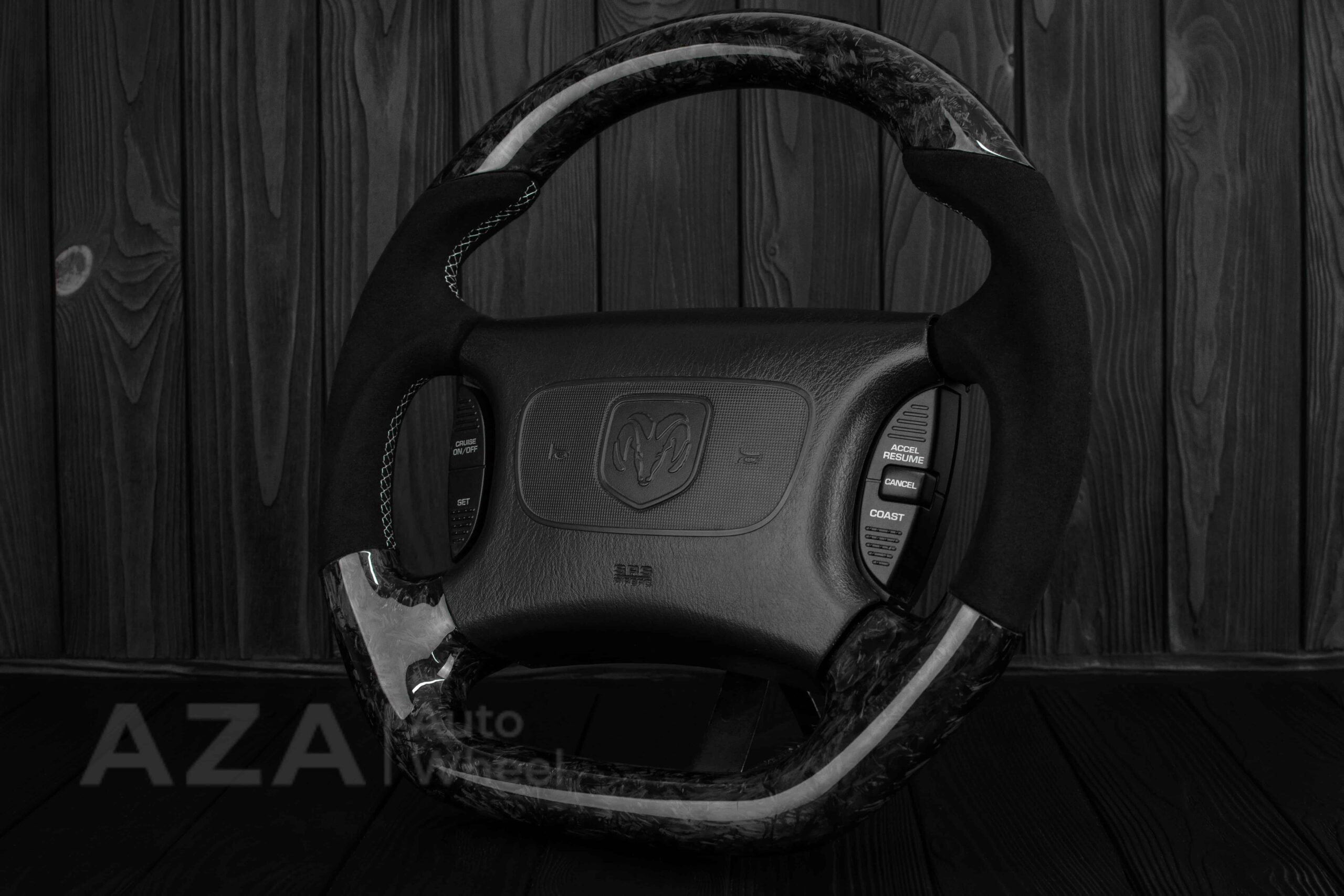 Steering wheel DODGE RAM Dakota 2ND GEN 1998-2002 Forged carbon/Italian Alcantara - Image 6