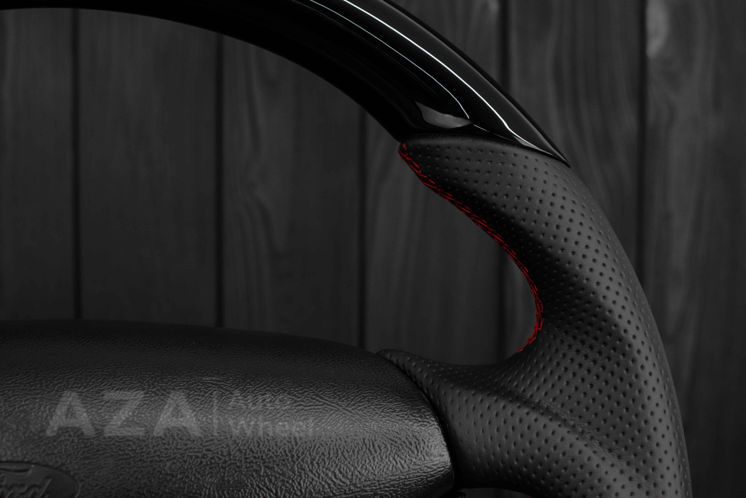 Steering wheel Ford Lightning/Ranger/Explorer 99-2004 Piano Black/Napa leather/Red Stitch - Image 26