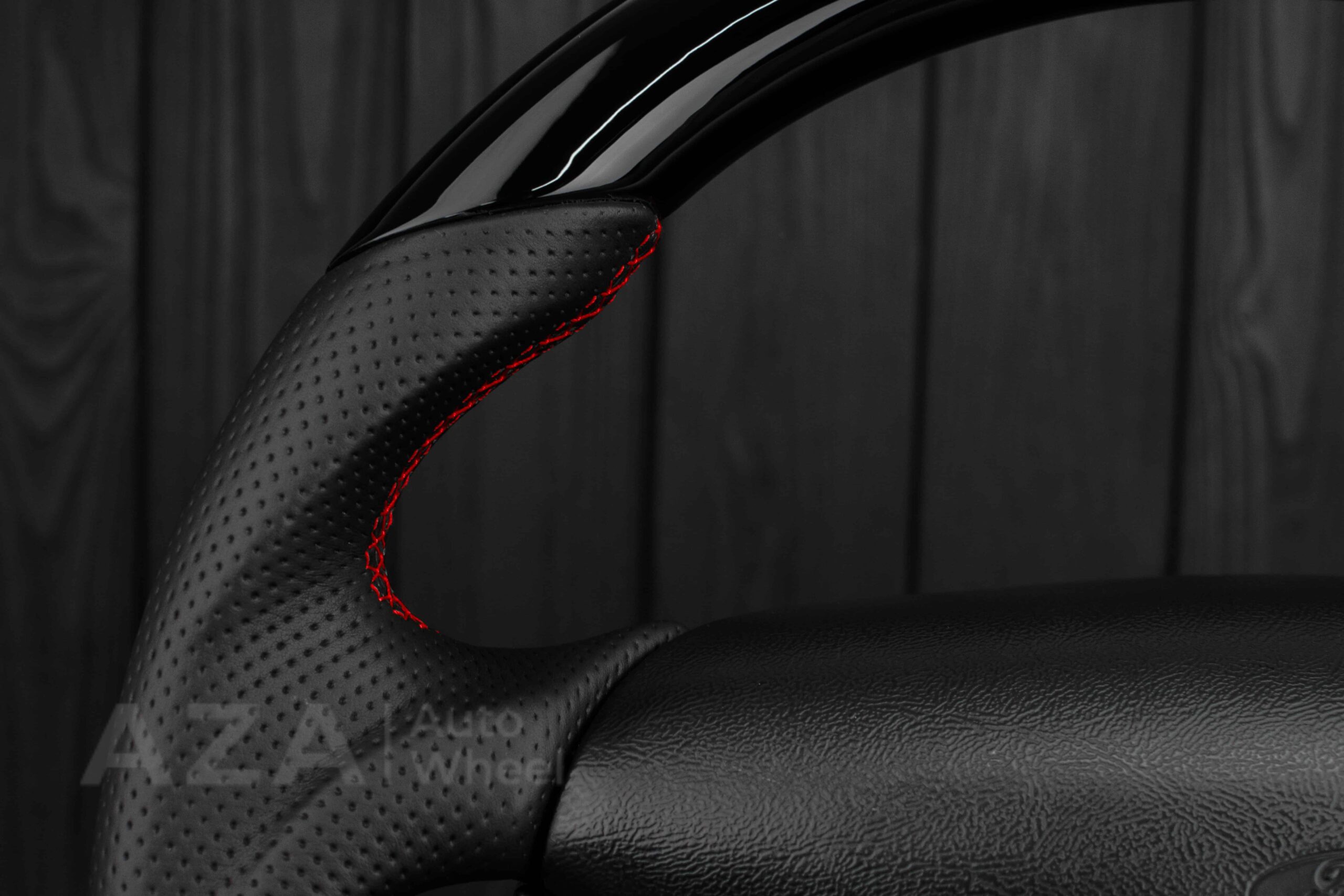 Steering wheel Ford Lightning/Ranger/Explorer 99-2004 Piano Black/Napa leather/Red Stitch - Image 25