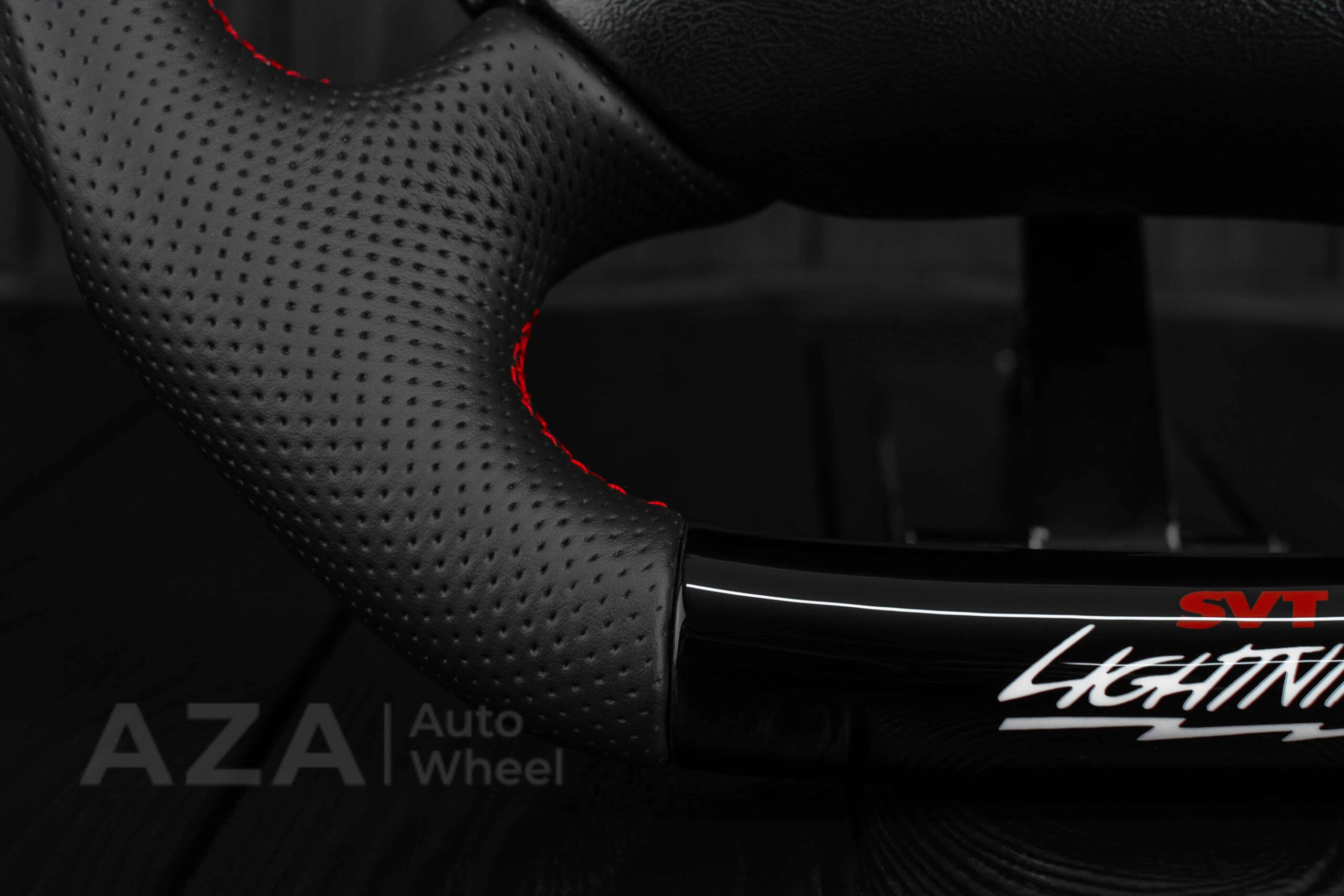 Steering wheel Ford Lightning/Ranger/Explorer 99-2004 Piano Black/Napa leather/Red Stitch - Image 24