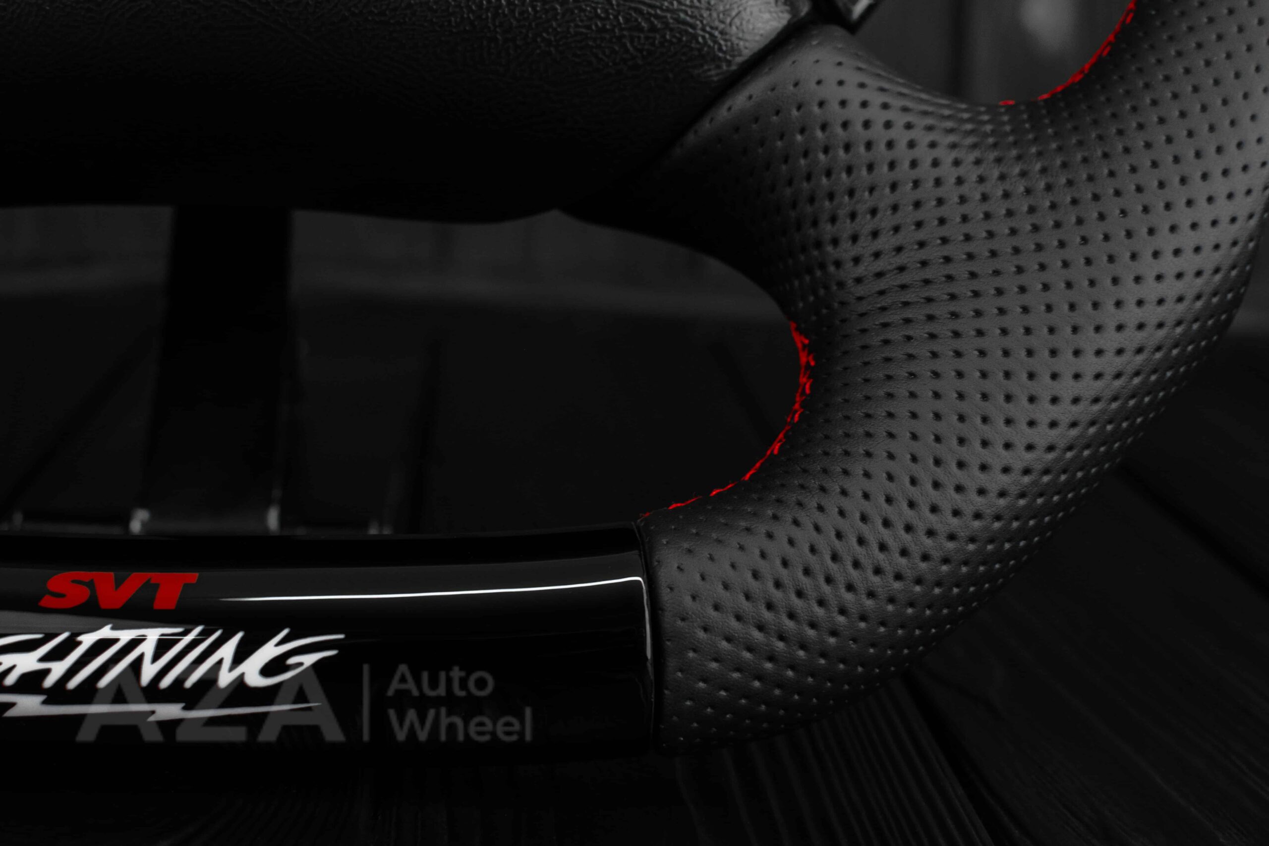 Steering wheel Ford Lightning/Ranger/Explorer 99-2004 Piano Black/Napa leather/Red Stitch - Image 23