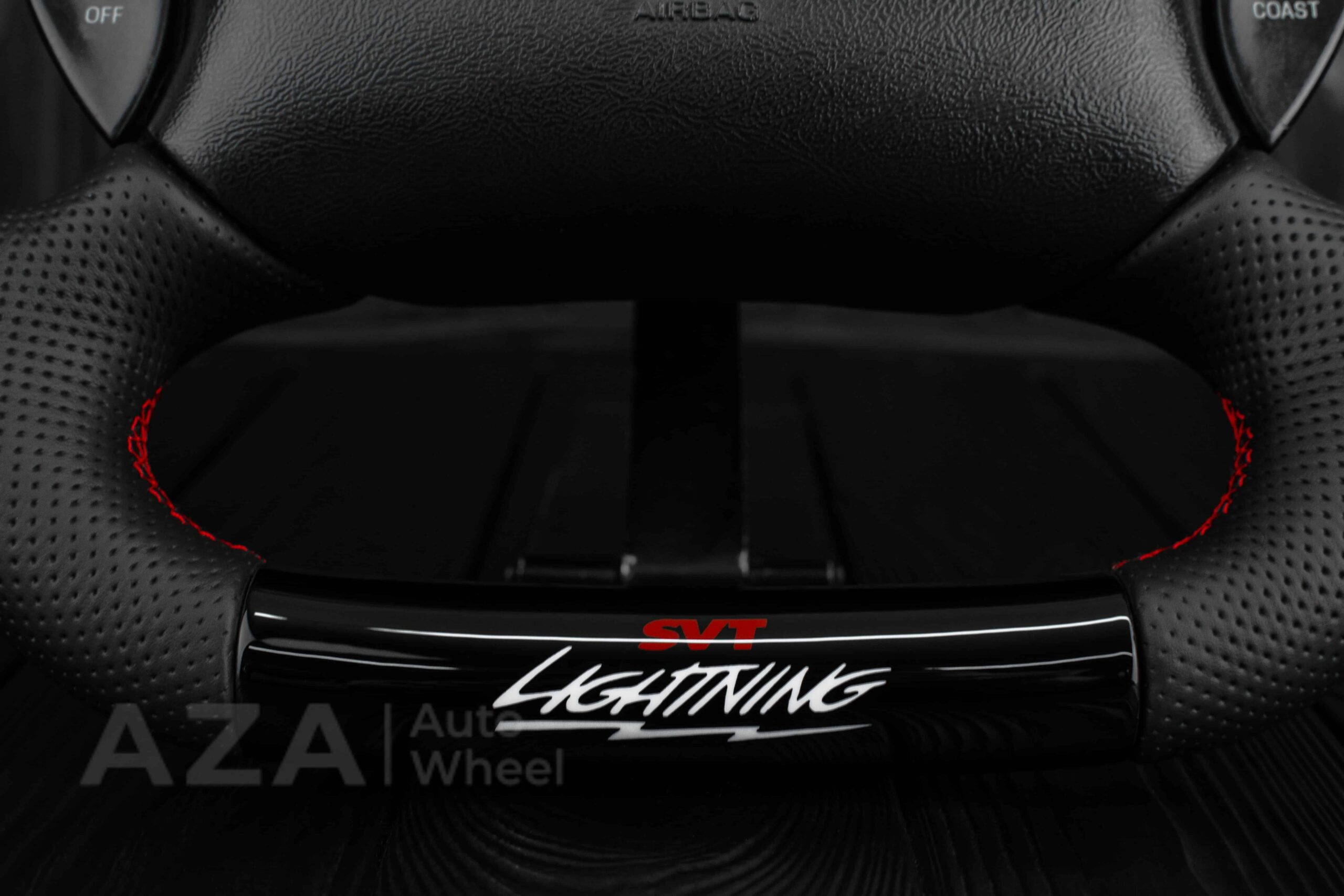 Steering wheel Ford Lightning/Ranger/Explorer 99-2004 Piano Black/Napa leather/Red Stitch - Image 22