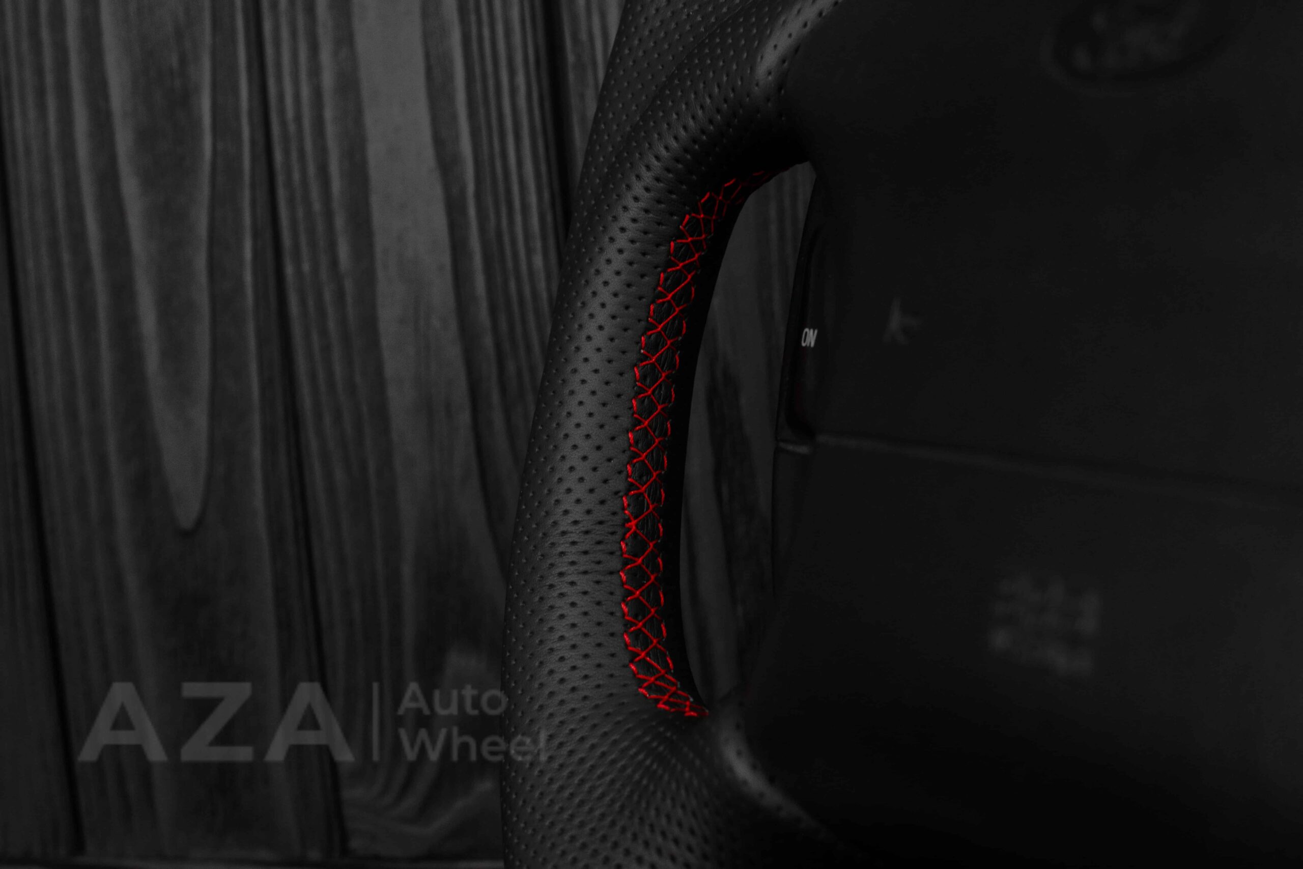 Steering wheel Ford Lightning/Ranger/Explorer 99-2004 Piano Black/Napa leather/Red Stitch - Image 19