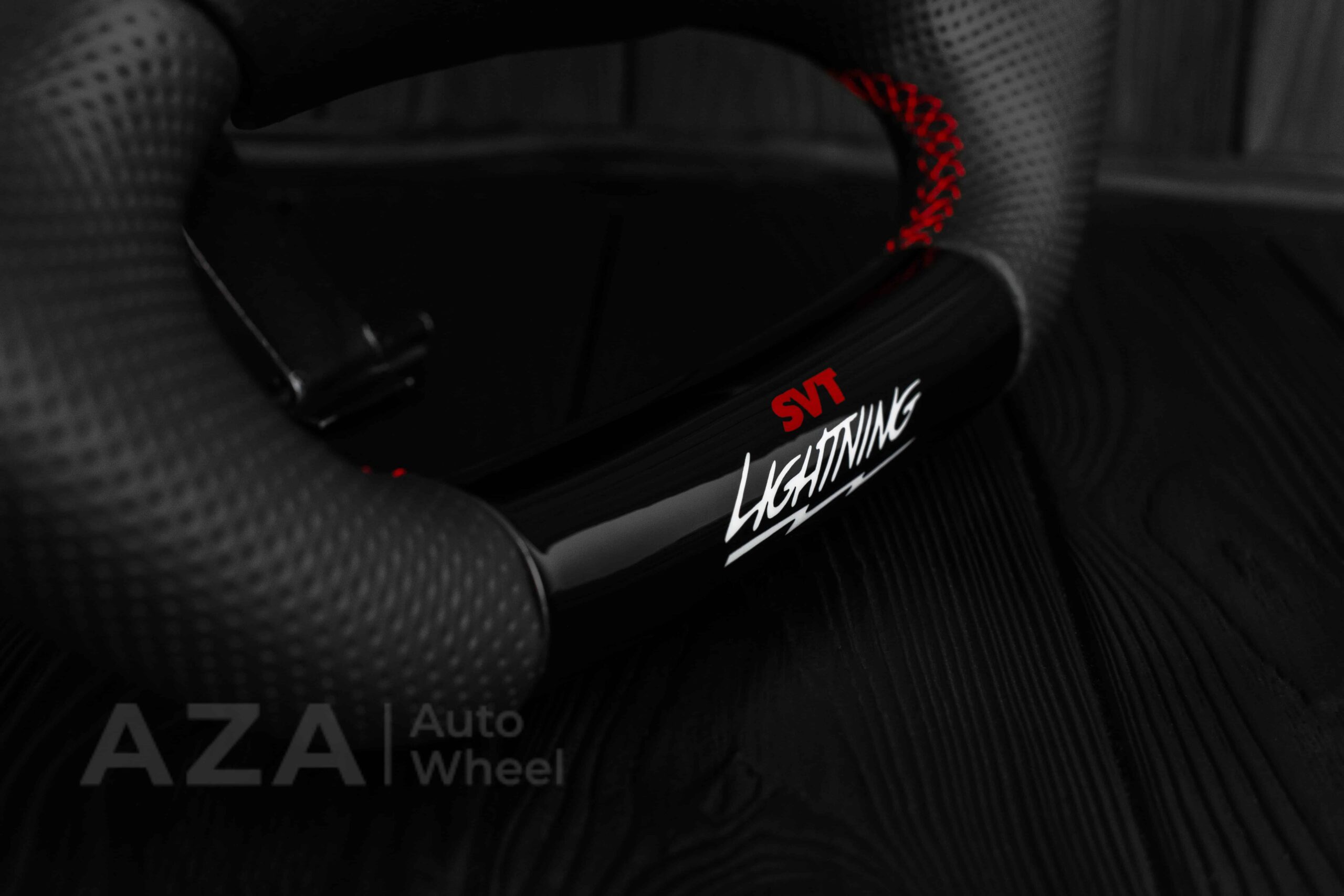 Steering wheel Ford Lightning/Ranger/Explorer 99-2004 Piano Black/Napa leather/Red Stitch - Image 15