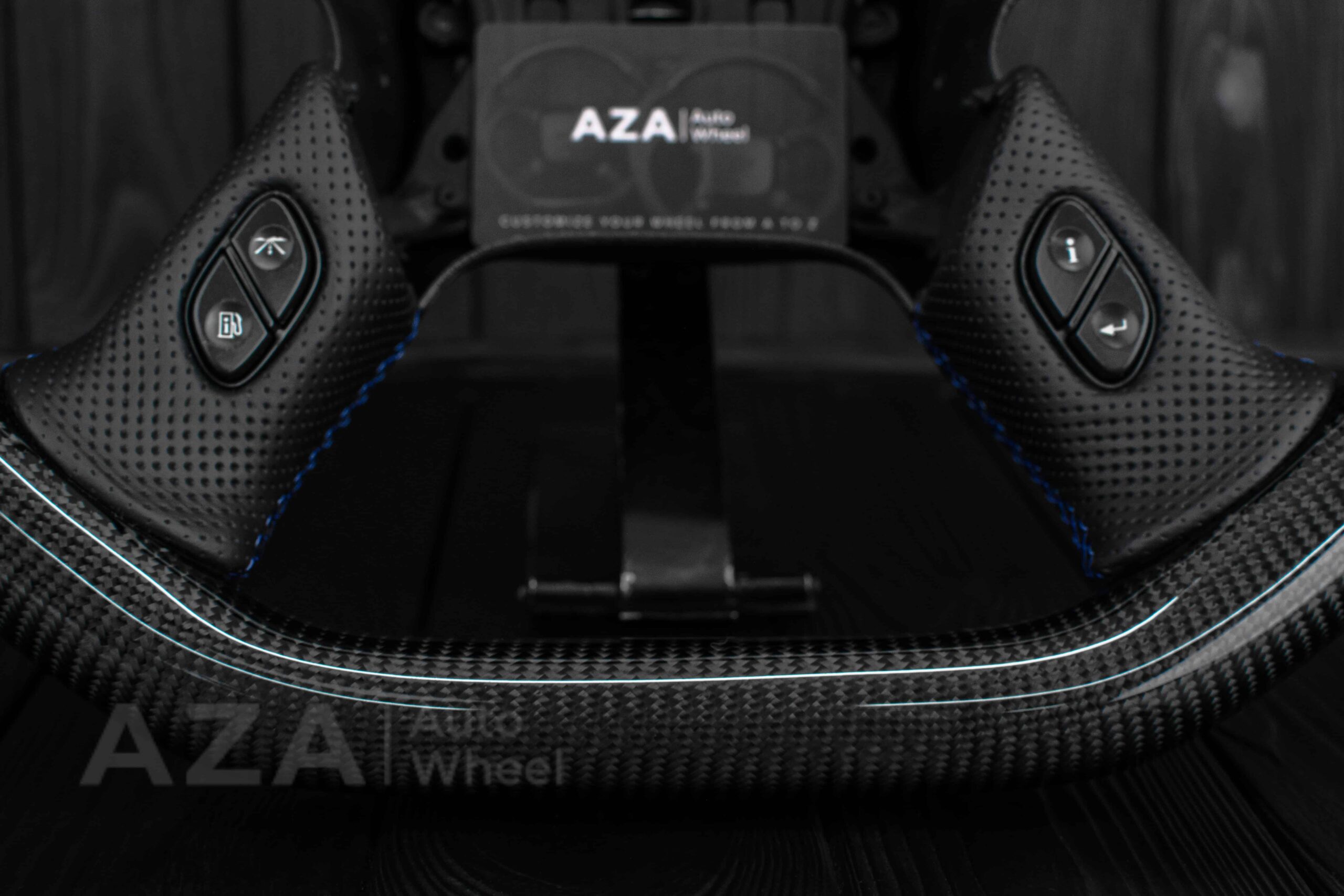 Steering wheel GM, Silverado, Sierra, Yukon, H2, Trailblazer (2003+) Carbon fiber/Perforated leather/Blue details - Image 22