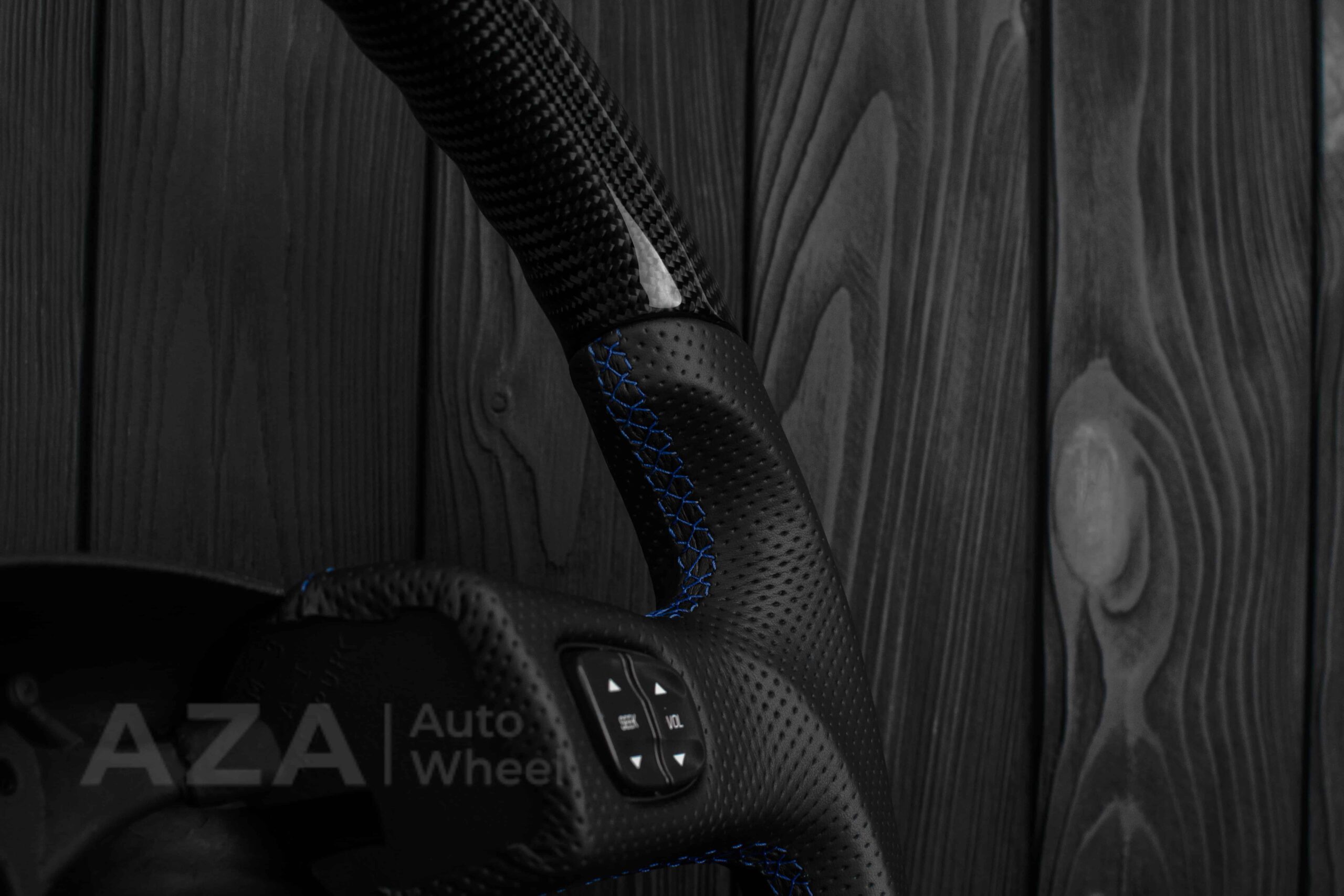 Steering wheel GM, Silverado, Sierra, Yukon, H2, Trailblazer (2003+) Carbon fiber/Perforated leather/Blue details - Image 18
