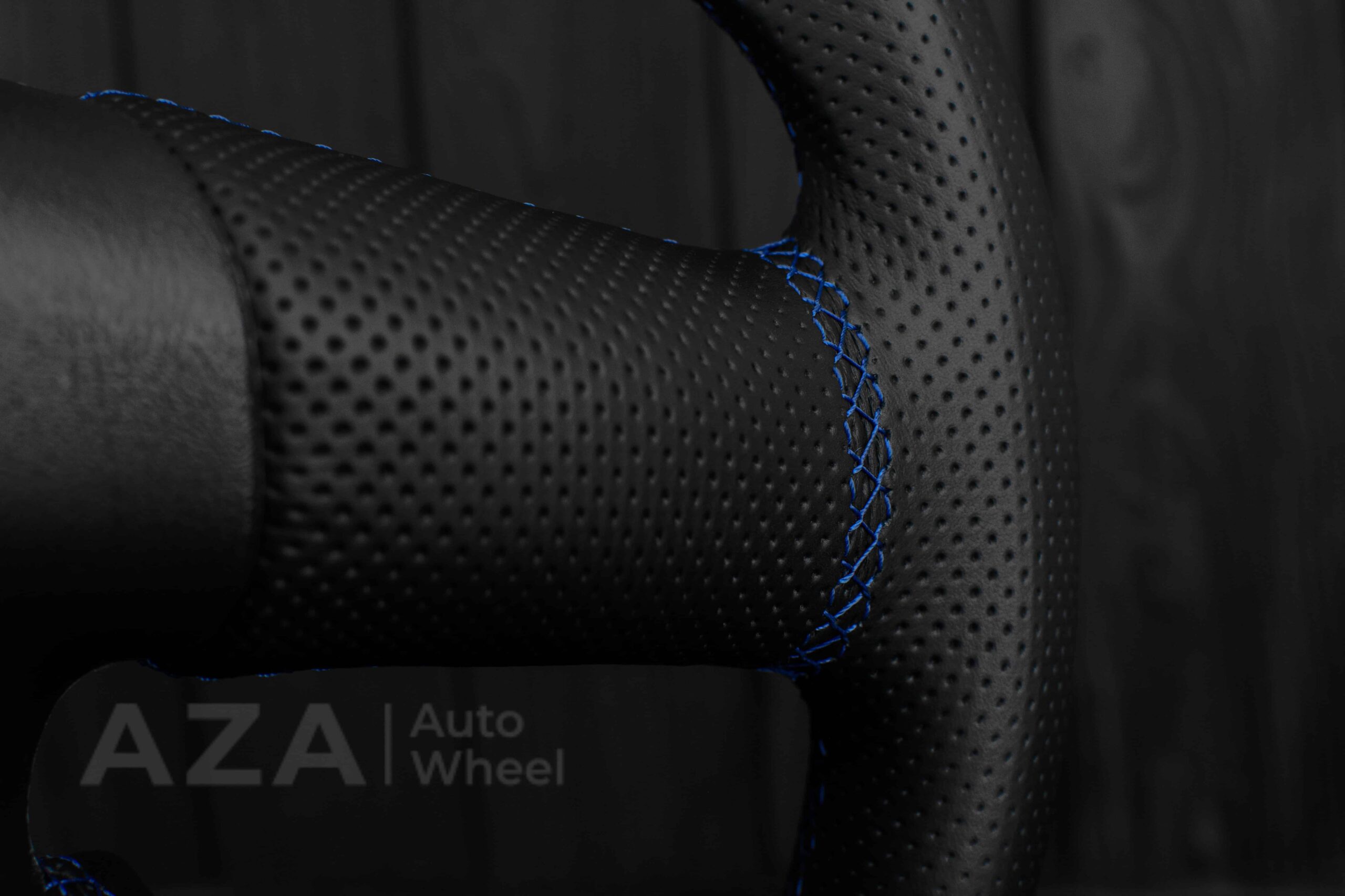 Steering wheel GM, Silverado, Sierra, Yukon, H2, Trailblazer (2003+) Carbon fiber/Perforated leather/Blue details - Image 10