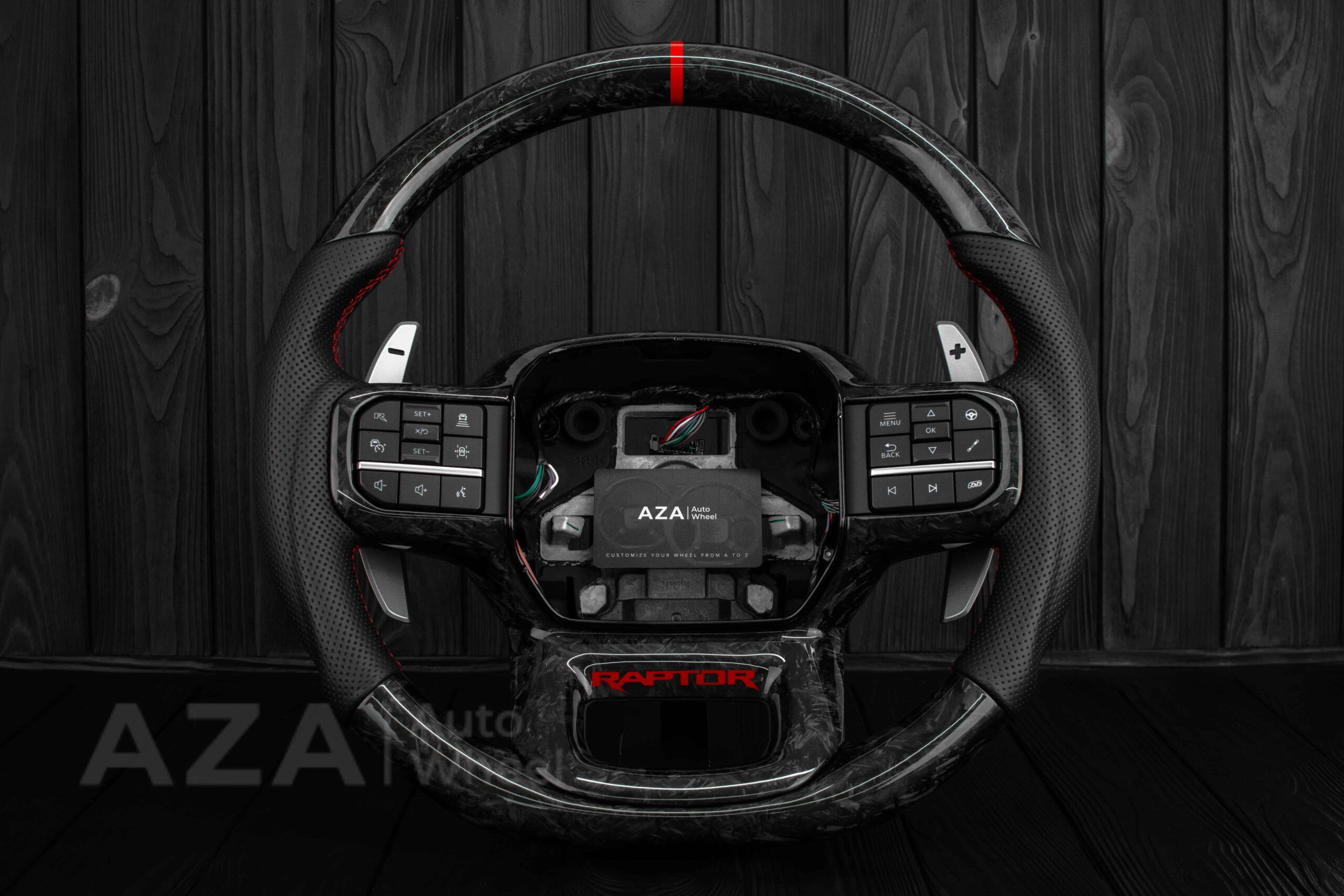 Steering wheel FORD RAPTOR 2021-2025 Forged Carbon fiber/Perforated leather/Red stitch/Heated
