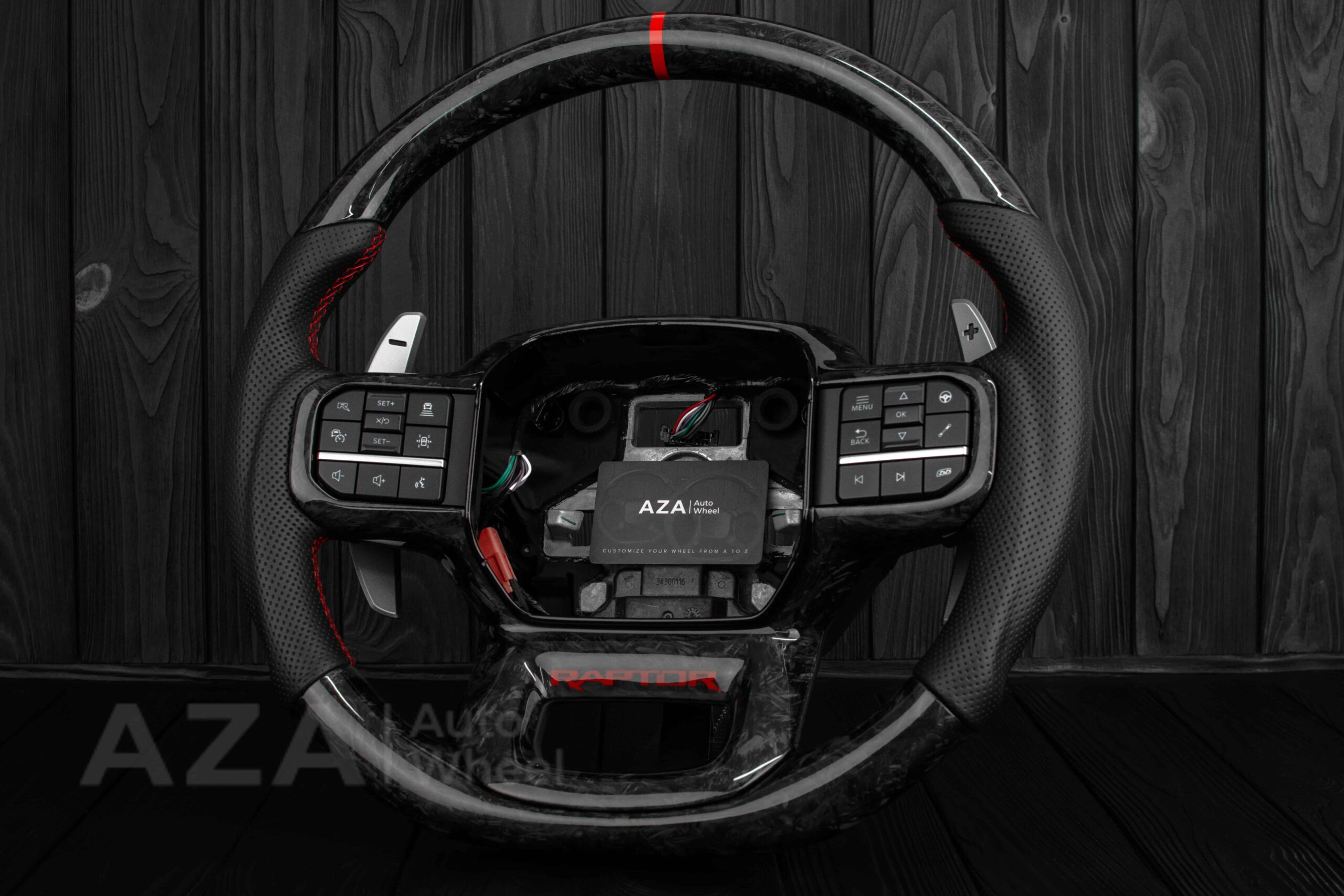 Steering wheel FORD RAPTOR 2021-2025 Forged Carbon fiber/Perforated leather/Red stitch/Heated - Image 5