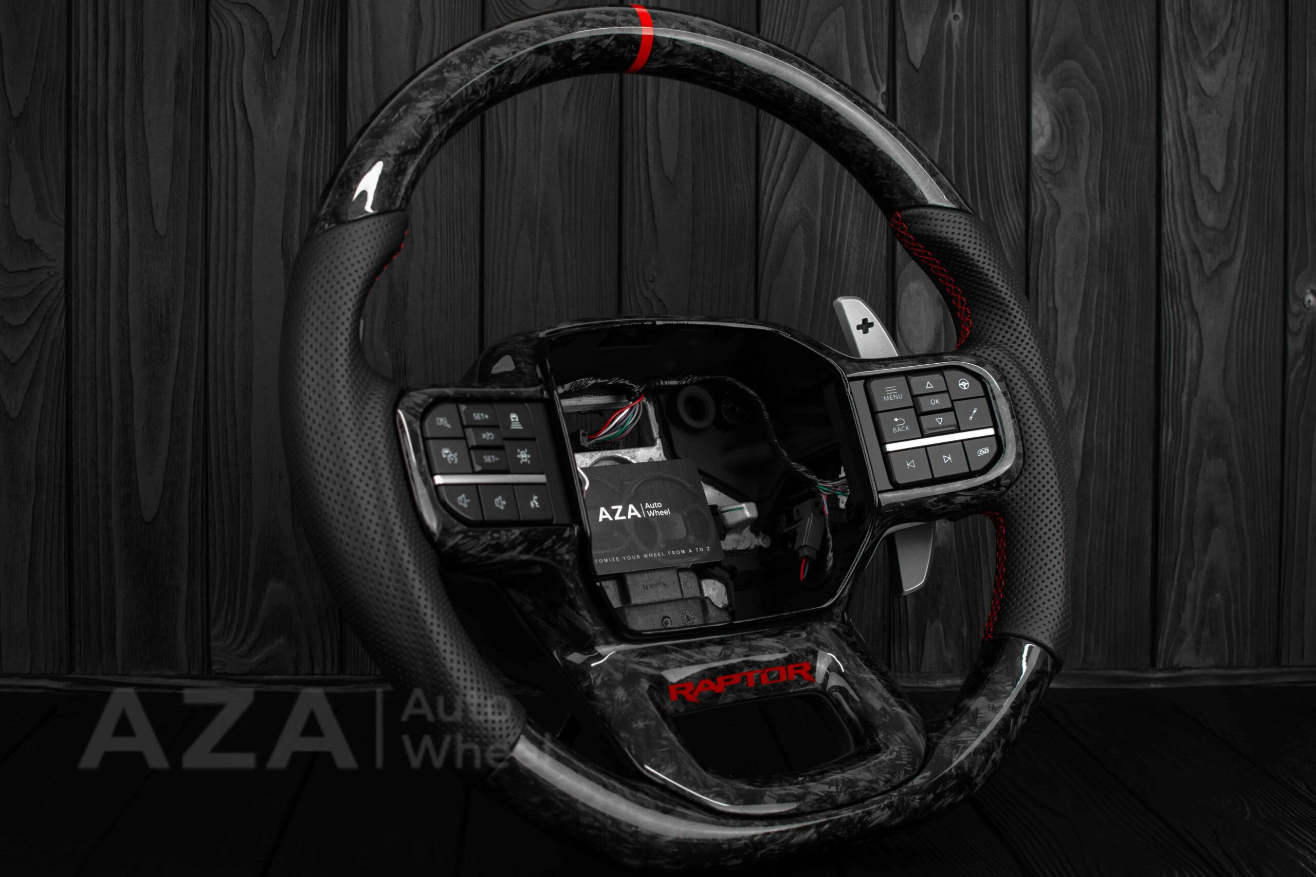 Steering wheel FORD RAPTOR 2021-2025 Forged Carbon fiber/Perforated leather/Red stitch/Heated - Image 4