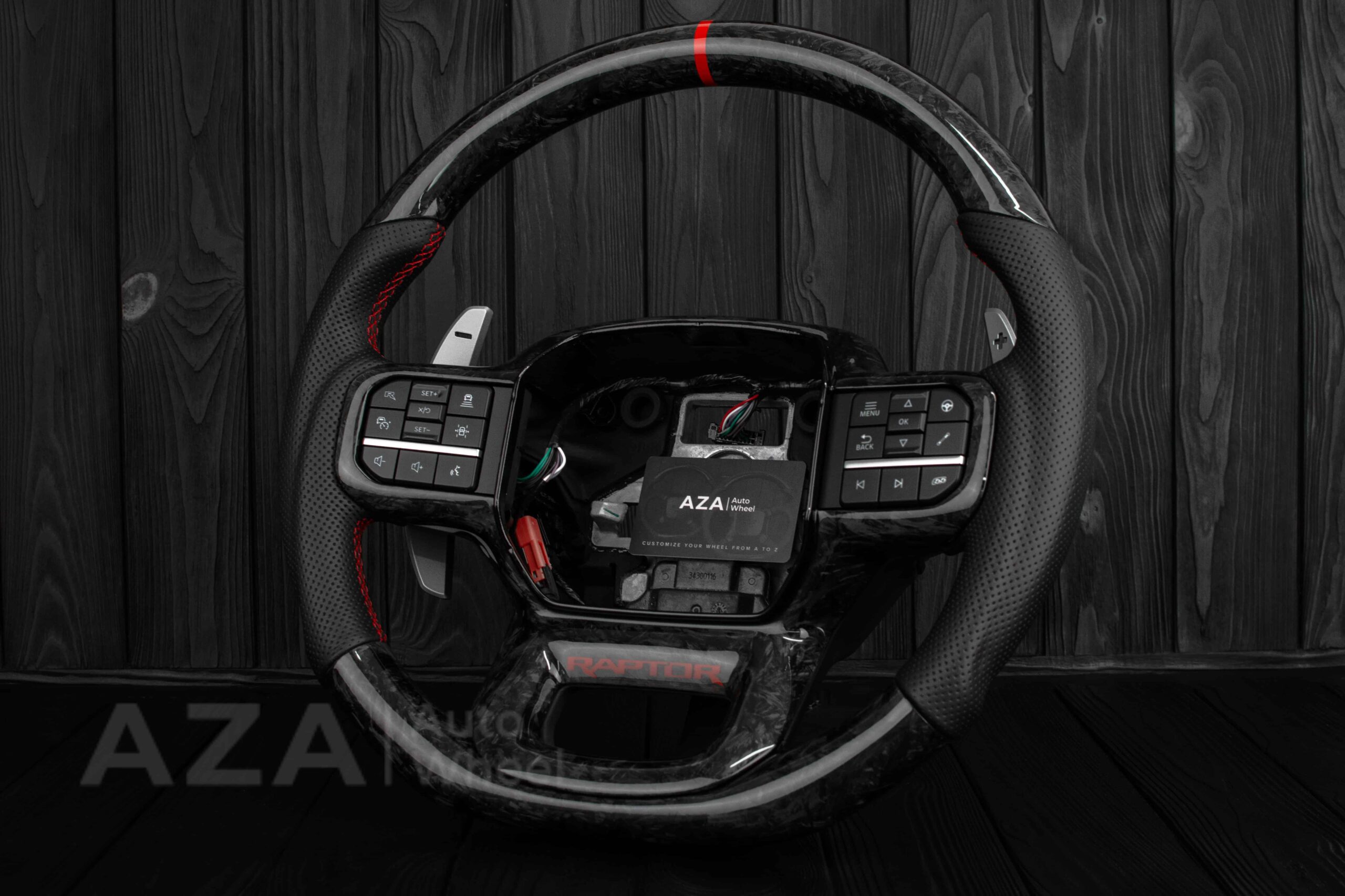 Steering wheel FORD RAPTOR 2021-2025 Forged Carbon fiber/Perforated leather/Red stitch/Heated - Image 6