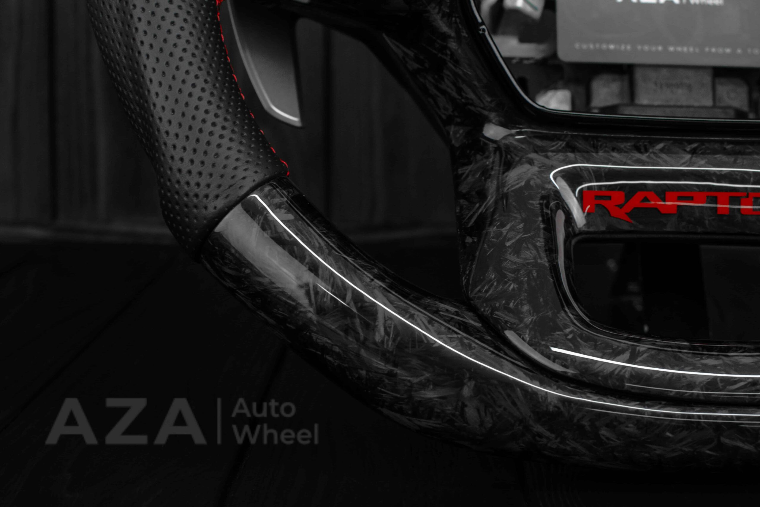 Steering wheel FORD RAPTOR 2021-2025 Forged Carbon fiber/Perforated leather/Red stitch/Heated - Image 23