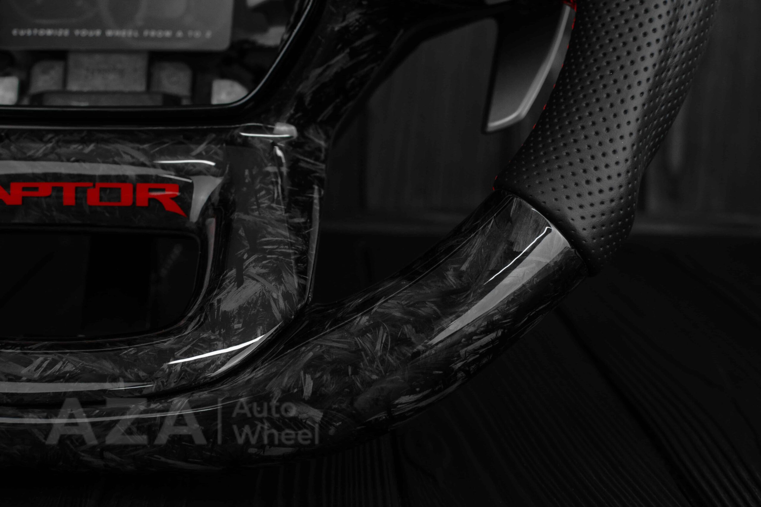 Steering wheel FORD RAPTOR 2021-2025 Forged Carbon fiber/Perforated leather/Red stitch/Heated - Image 22