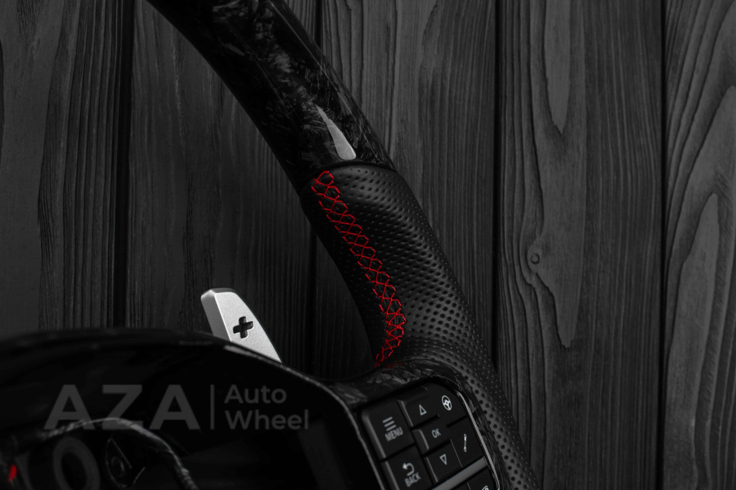 Steering wheel FORD RAPTOR 2021-2025 Forged Carbon fiber/Perforated leather/Red stitch/Heated - Image 16