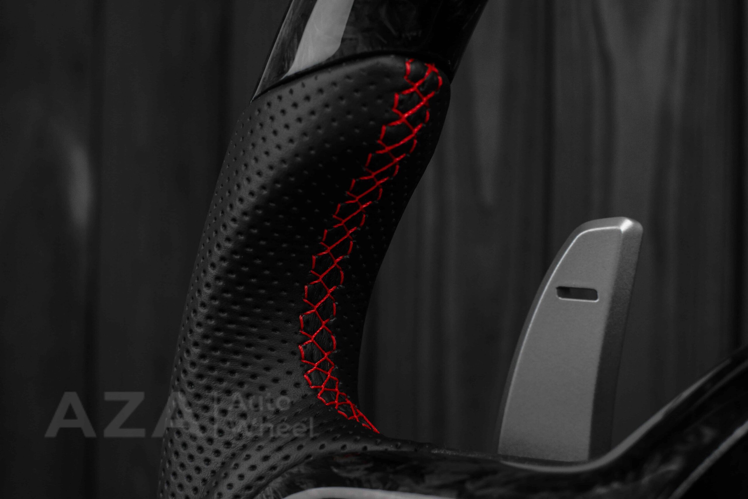 Steering wheel FORD RAPTOR 2021-2025 Forged Carbon fiber/Perforated leather/Red stitch/Heated - Image 11