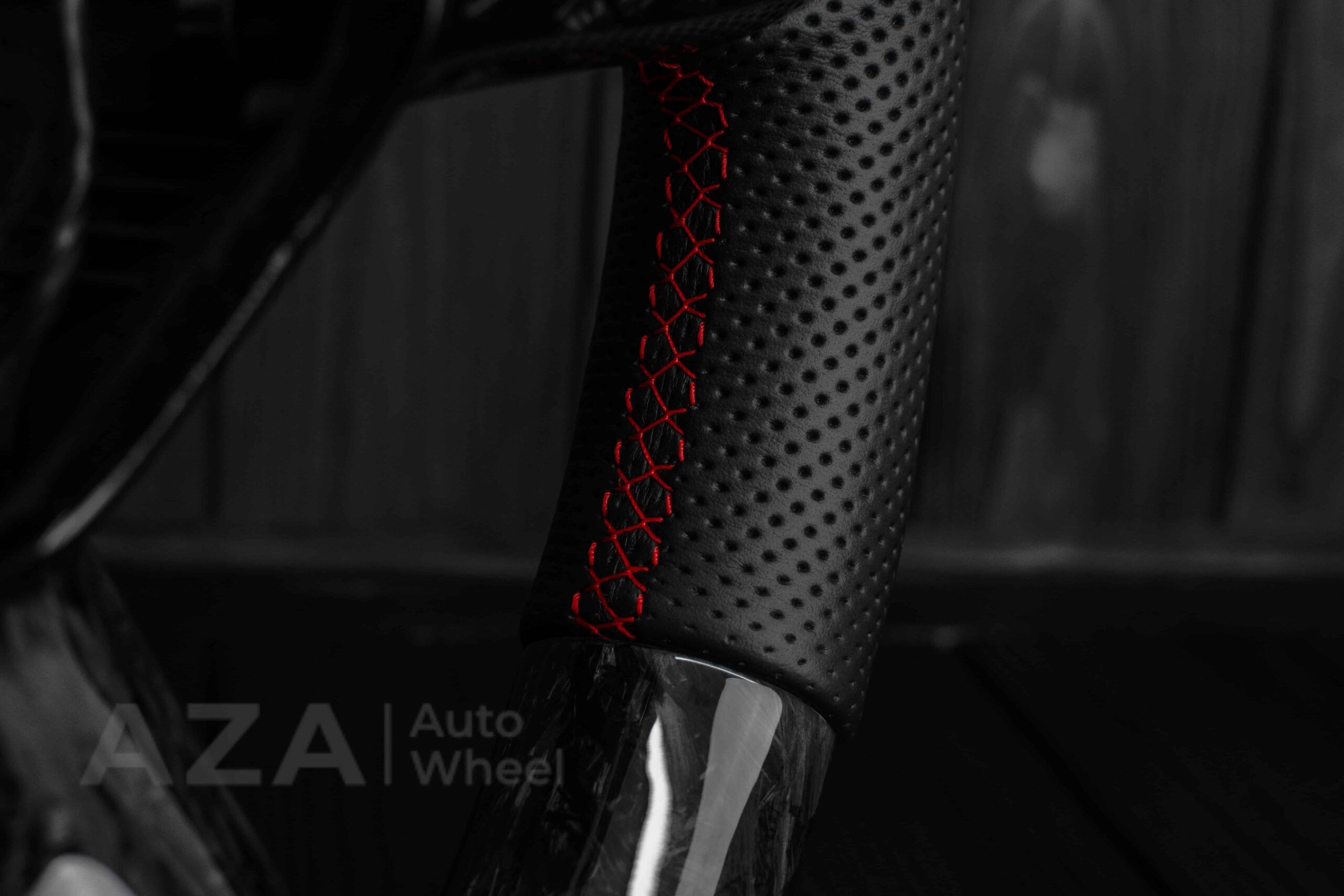 Steering wheel FORD RAPTOR 2021-2025 Forged Carbon fiber/Perforated leather/Red stitch/Heated - Image 9