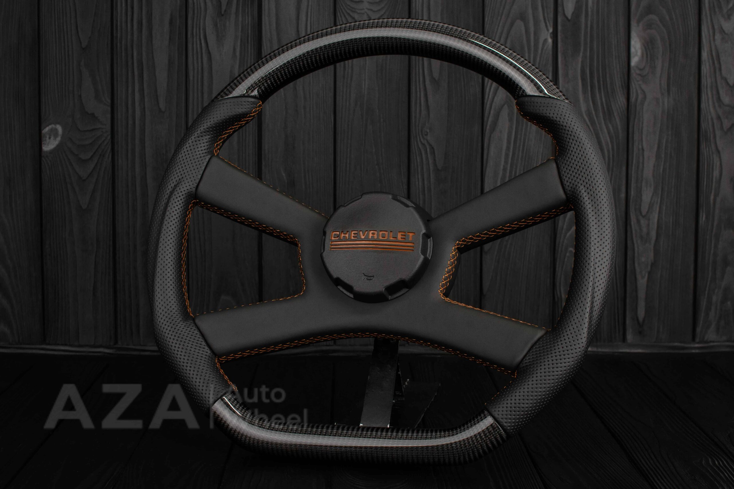 Steering wheel GM, OBS, C/K Silverado, Suburan (1988-1994) Carbon fiber/Perforated leather/Brown Accents - Image 5